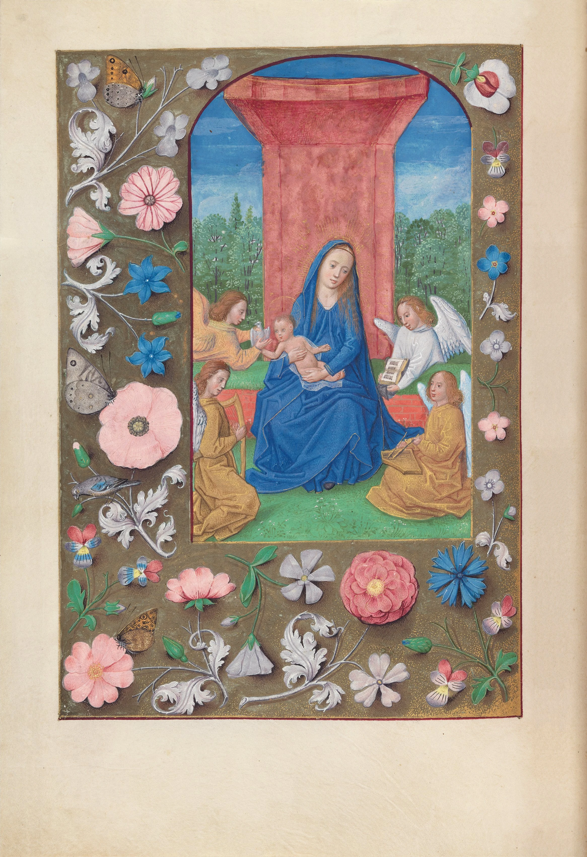 Hours of Queen Isabella the Catholic, Queen of Spain: Fol. 80v, Virgin & Christ with Angels