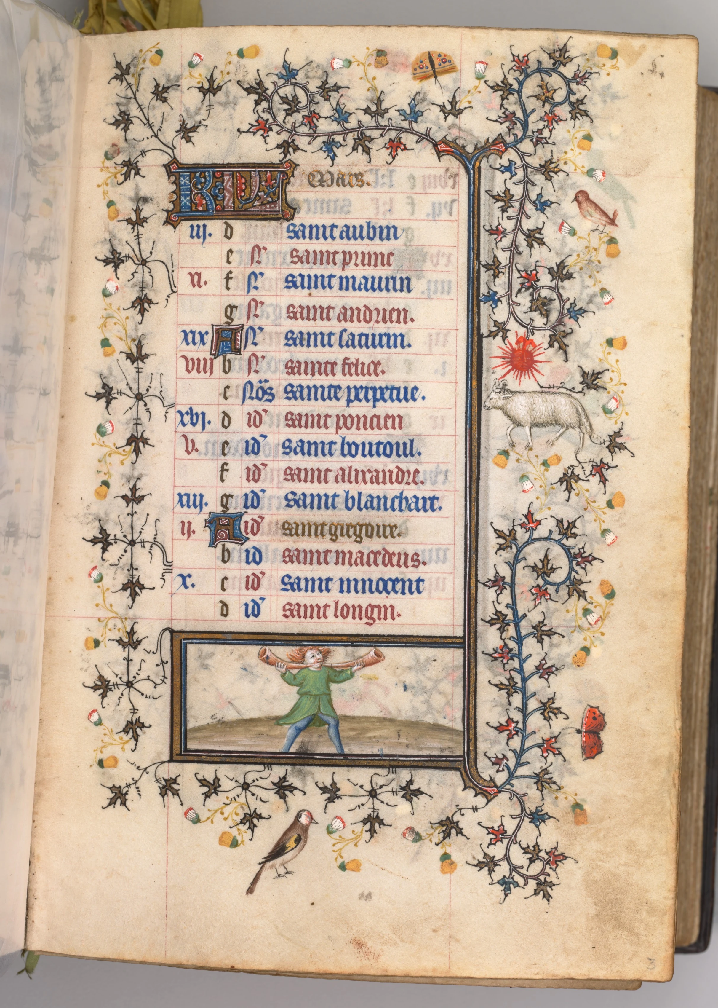 Hours of Charles the Noble, King of Navarre (1361-1425): fol. 3r, March