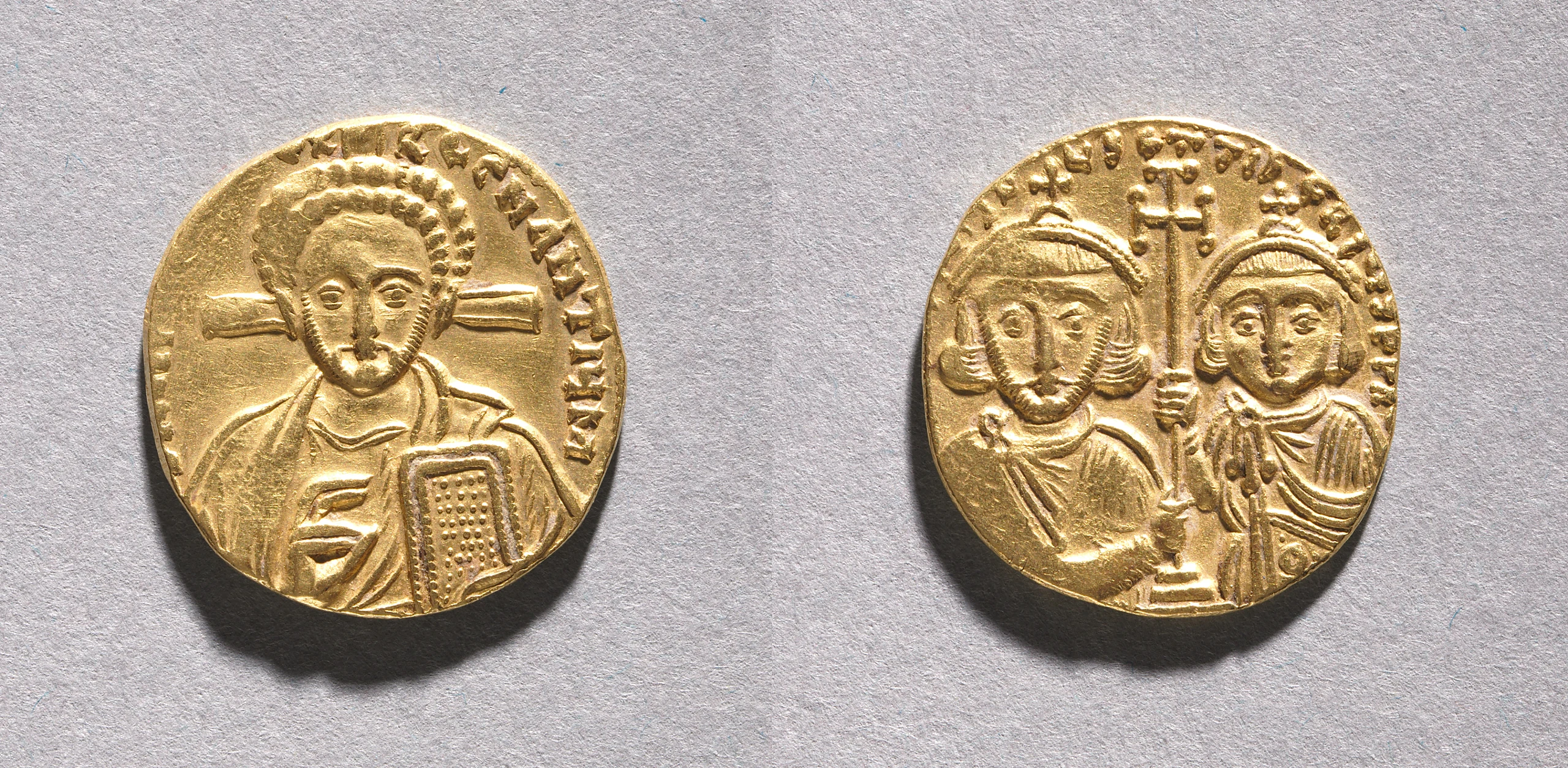 Solidus with Justinian II Rhinometus and His Son Tiberius