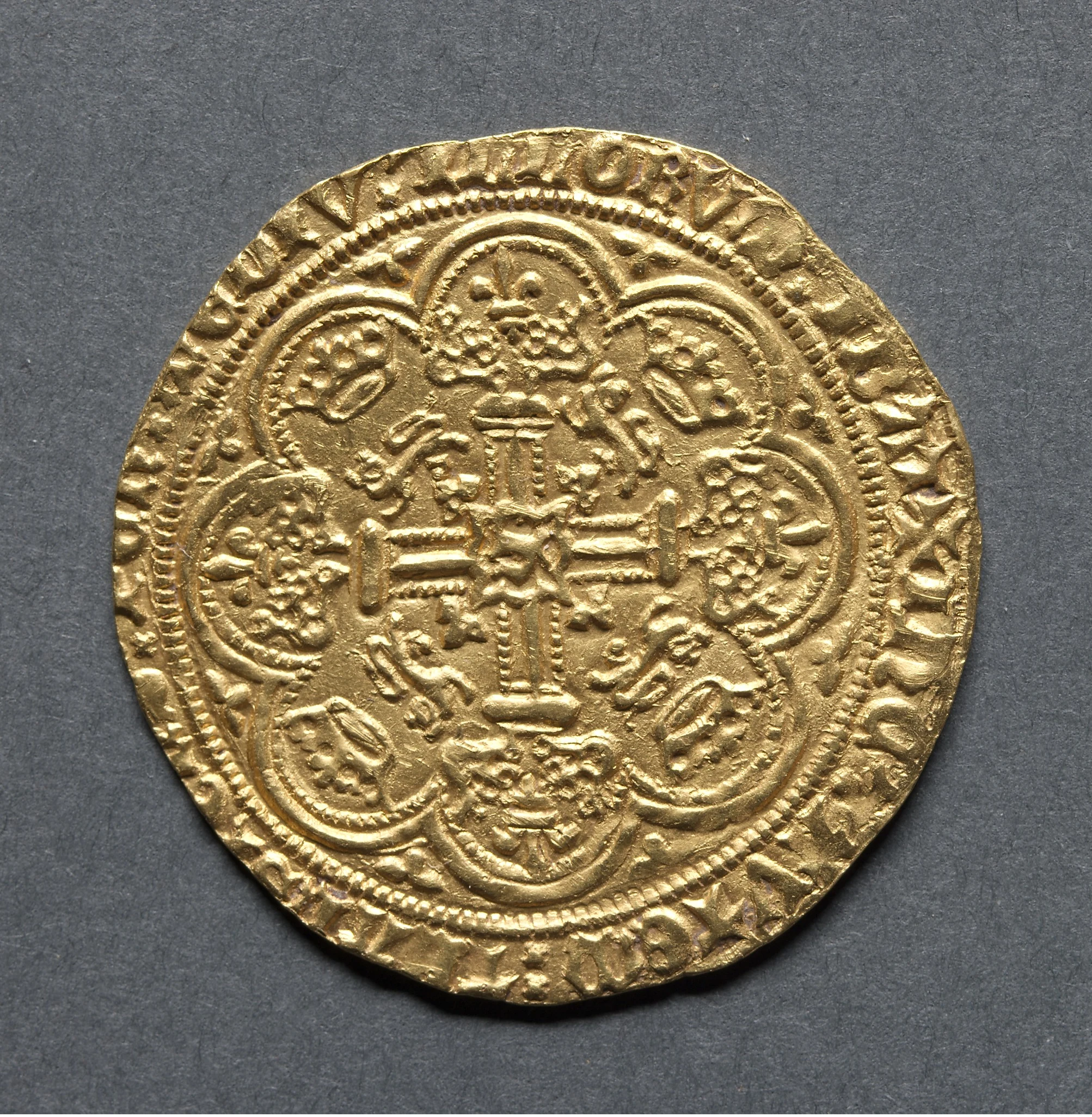 Noble: Henry IV Standing in Ship with Shield of Arms (obverse); Ornamental Cross with Lis Terminals (reverse)