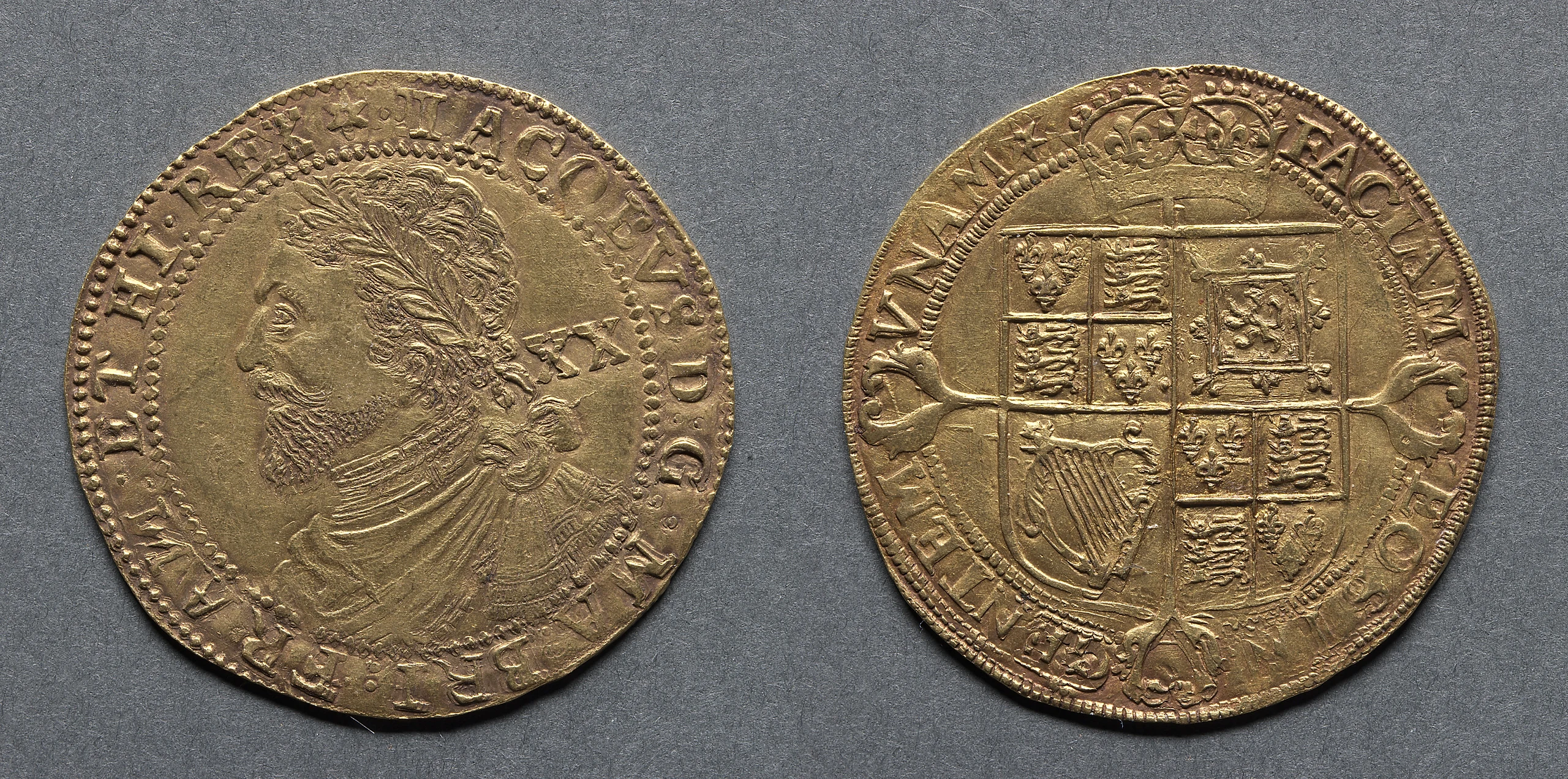 Laurel: James I (obverse); Shield of Arms (reverse)