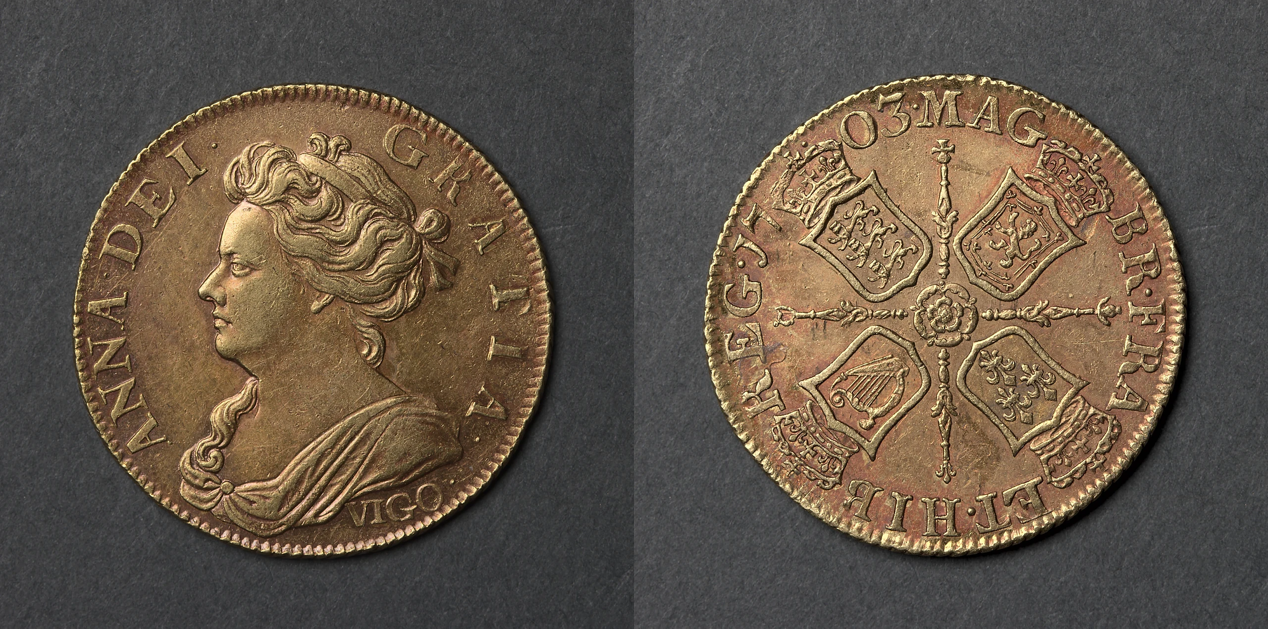 Guinea: Anne (obverse); Shields and rose (reverse)