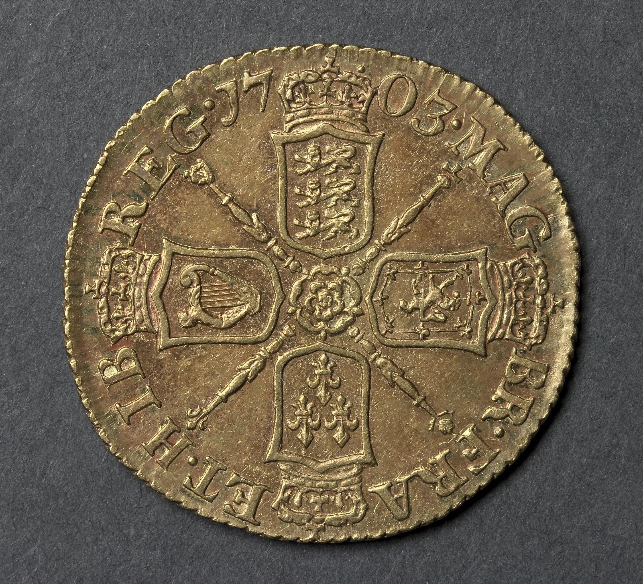Half Guinea: Shields with Rose (reverse)