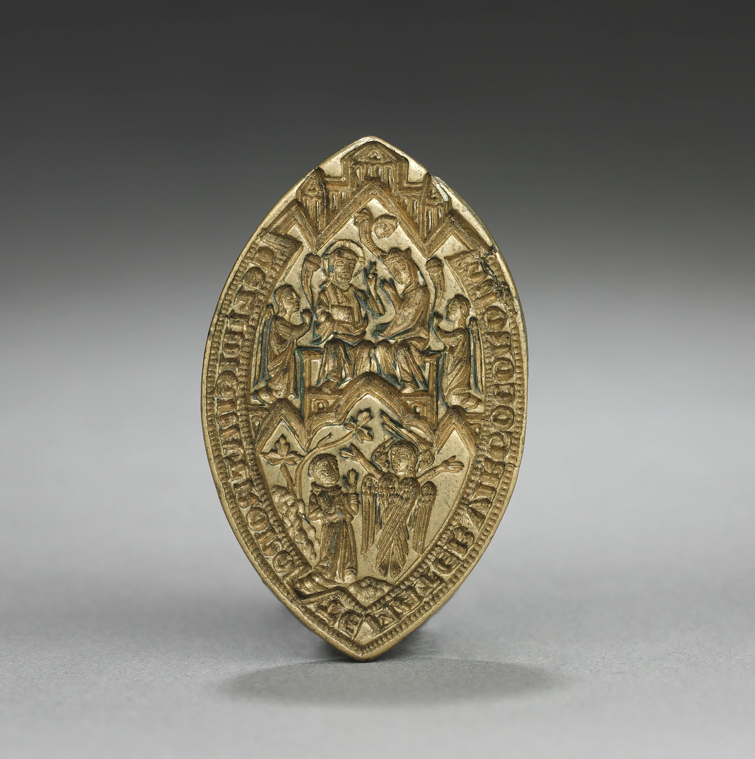 Almond-Shaped Seal: Coronation of the Virgin with a Kneeling Monk