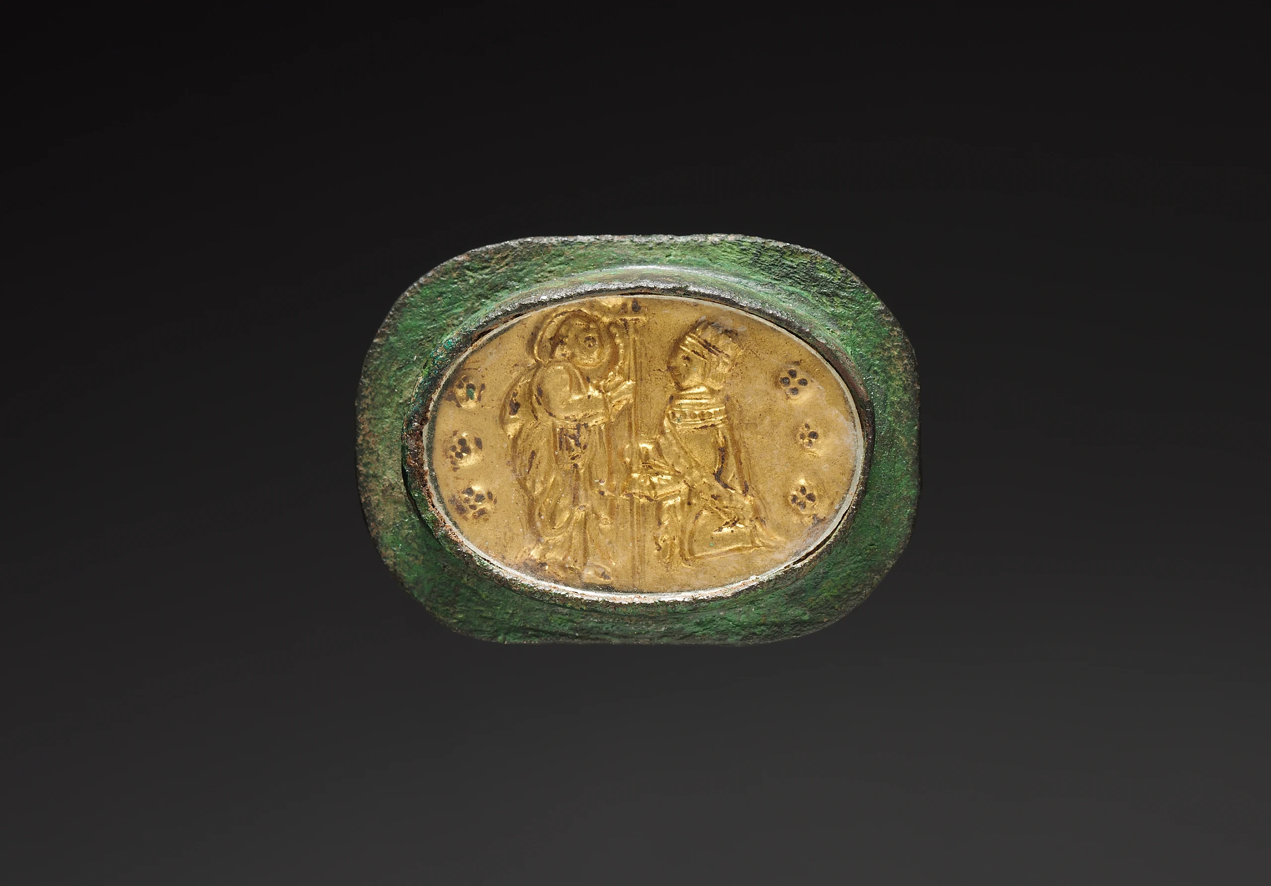 Votive or Civic Badge with a Crowned Figure Kneeling before Christ