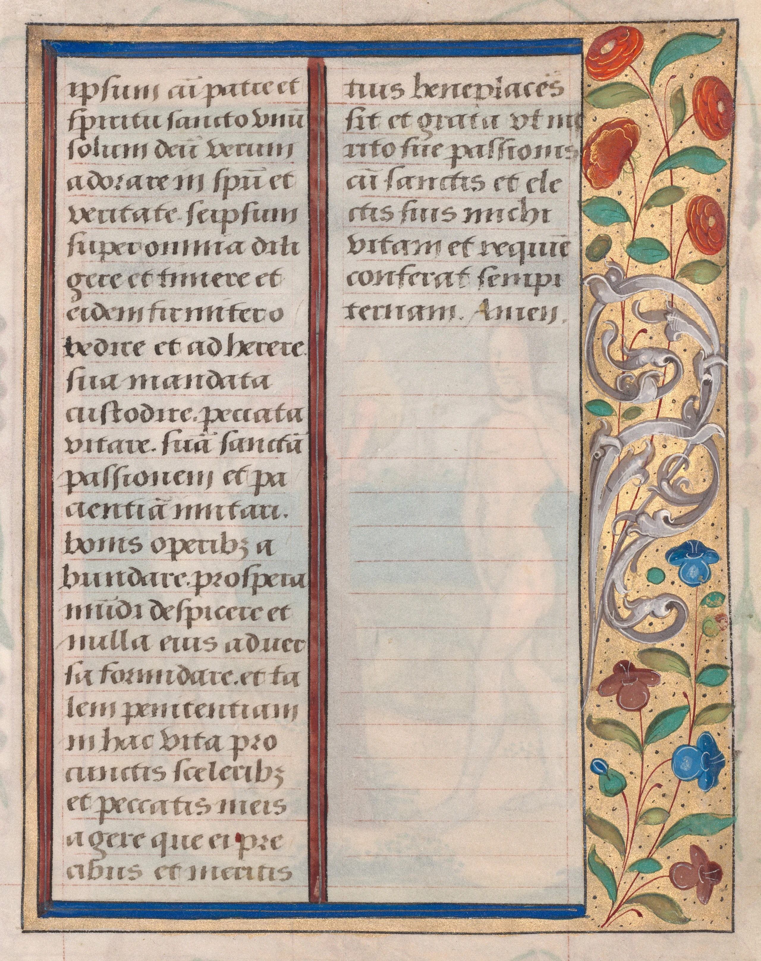Leaf from a Book of Hours: Text with Illustrated Border (verso)