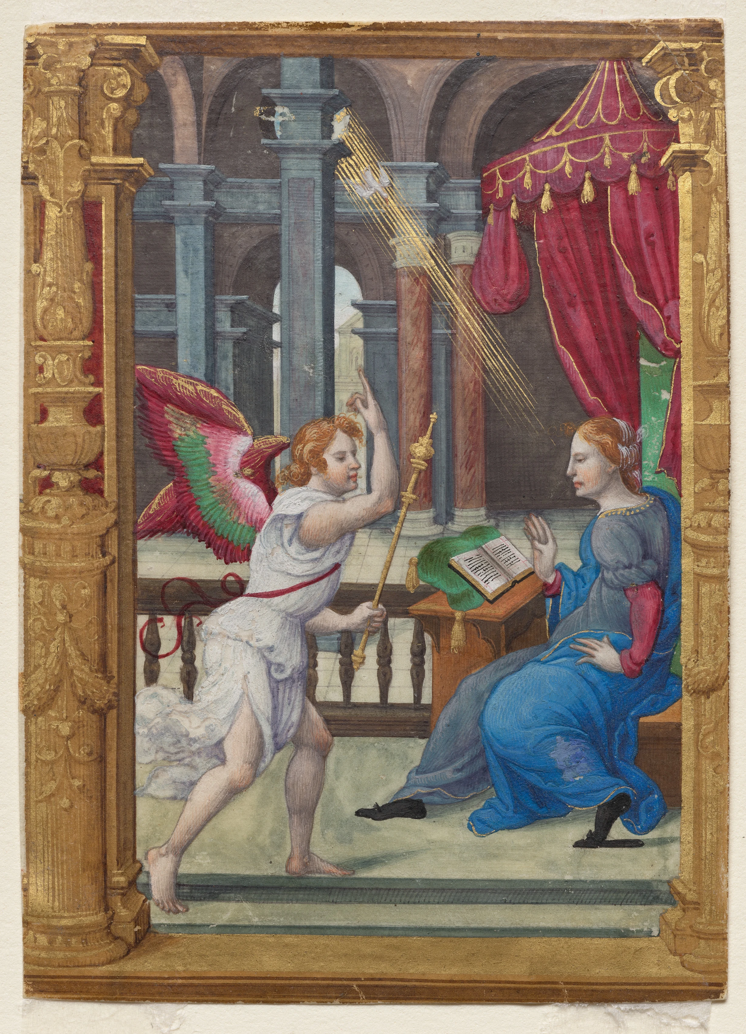 The Annunciation (Matins, Office of the Virgin): Leaf from a Book of Hours (1 of 3 Excised Leaves)