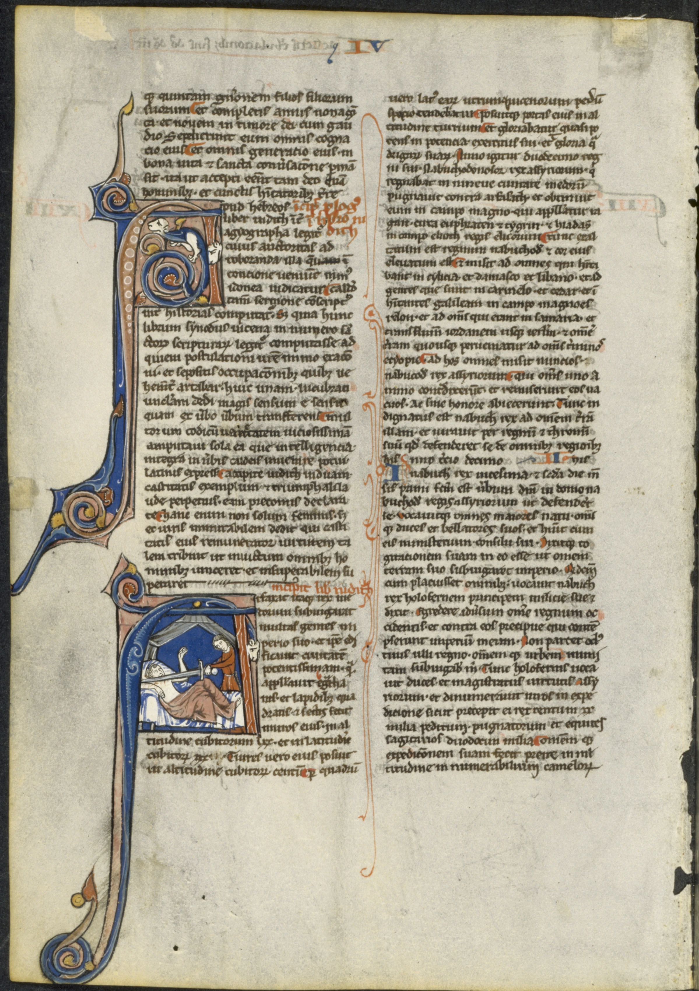 Leaf from a Latin Bible: Initial A and Initial A: Judith Beheading Holofernes