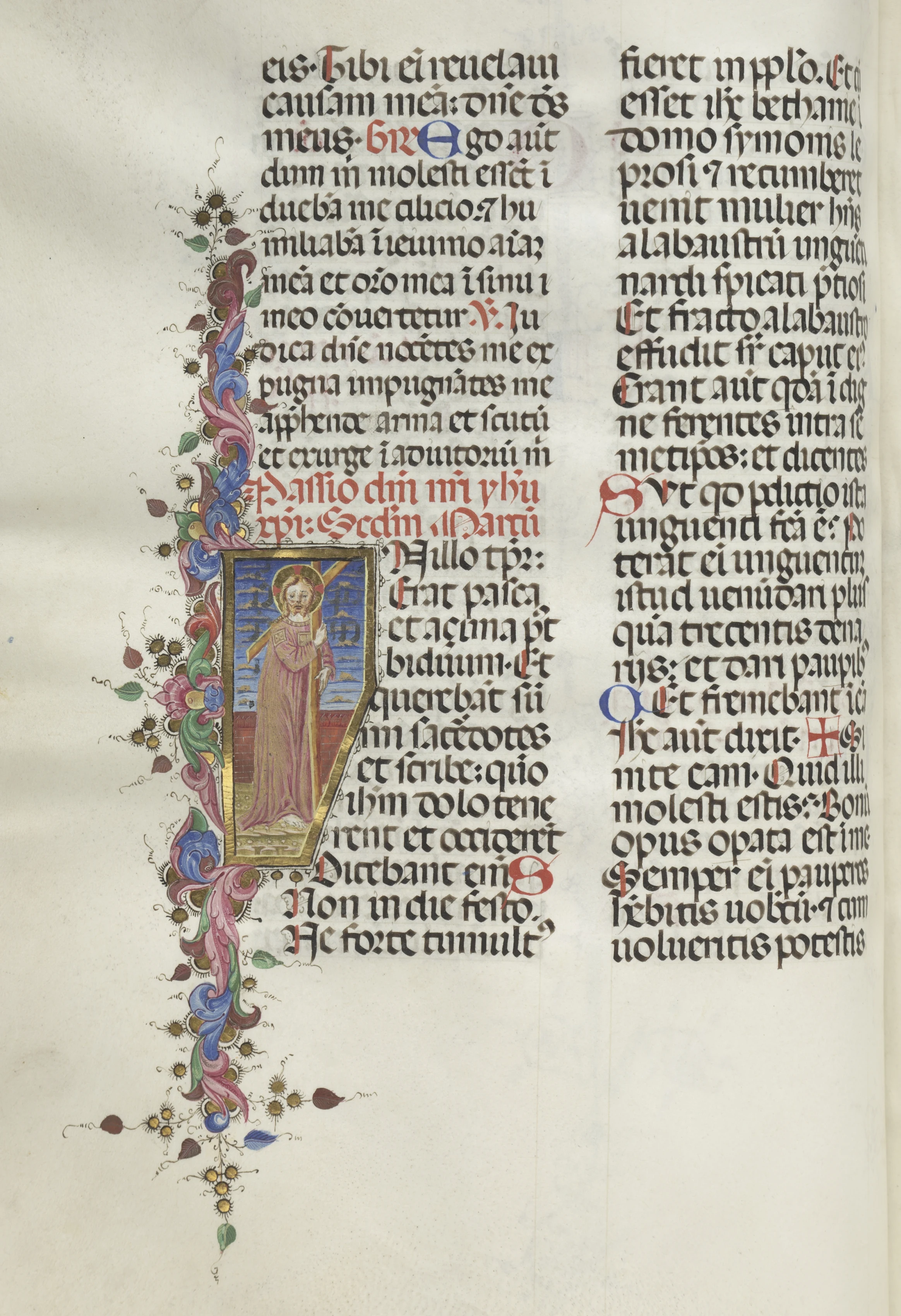 Missale: Fol. 124v: Christ holding the Cross