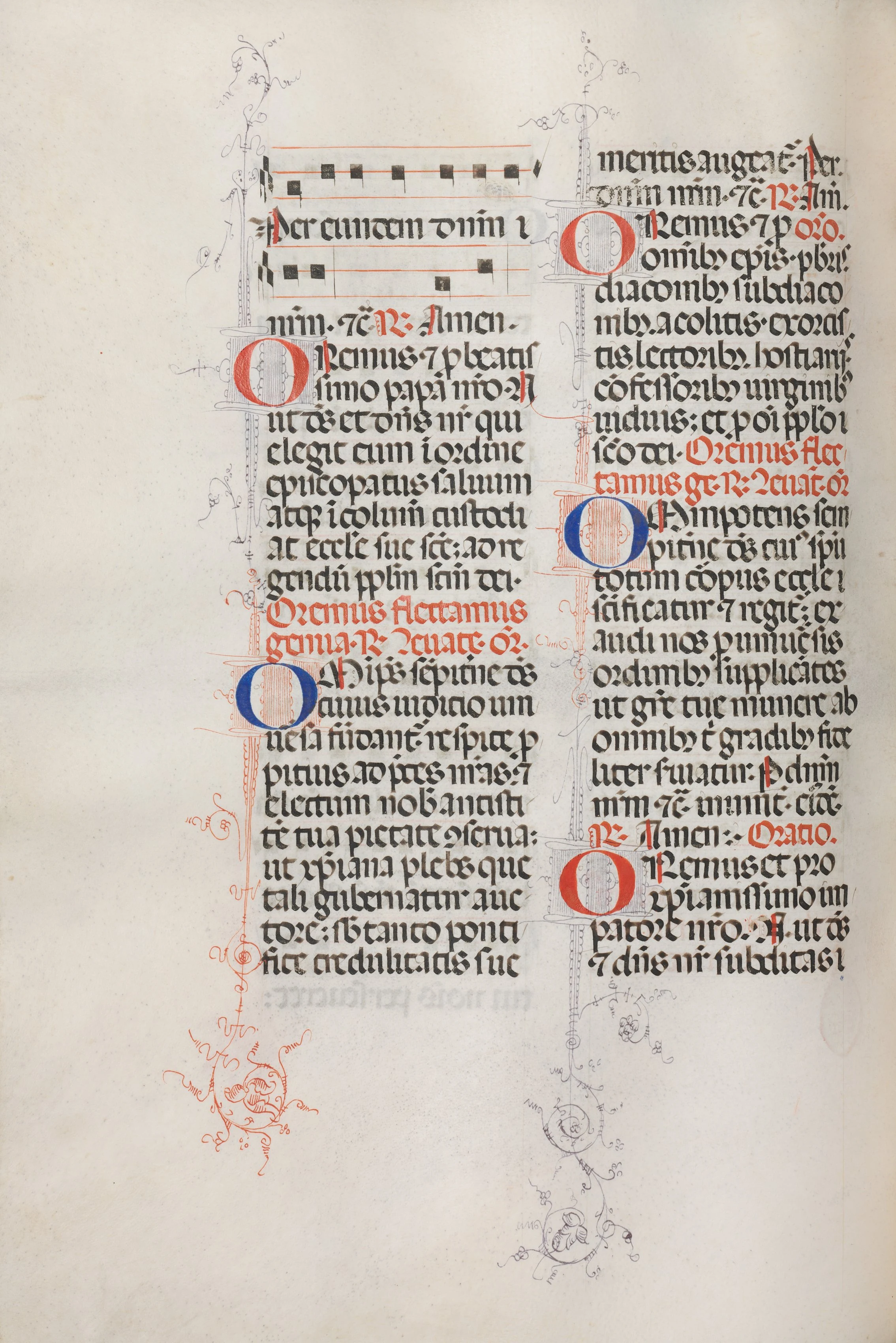 Missale: Fol. 146v: Music for various prayers "Oremus dilectissimi..." and "Omnipotens sempiterne Deus"