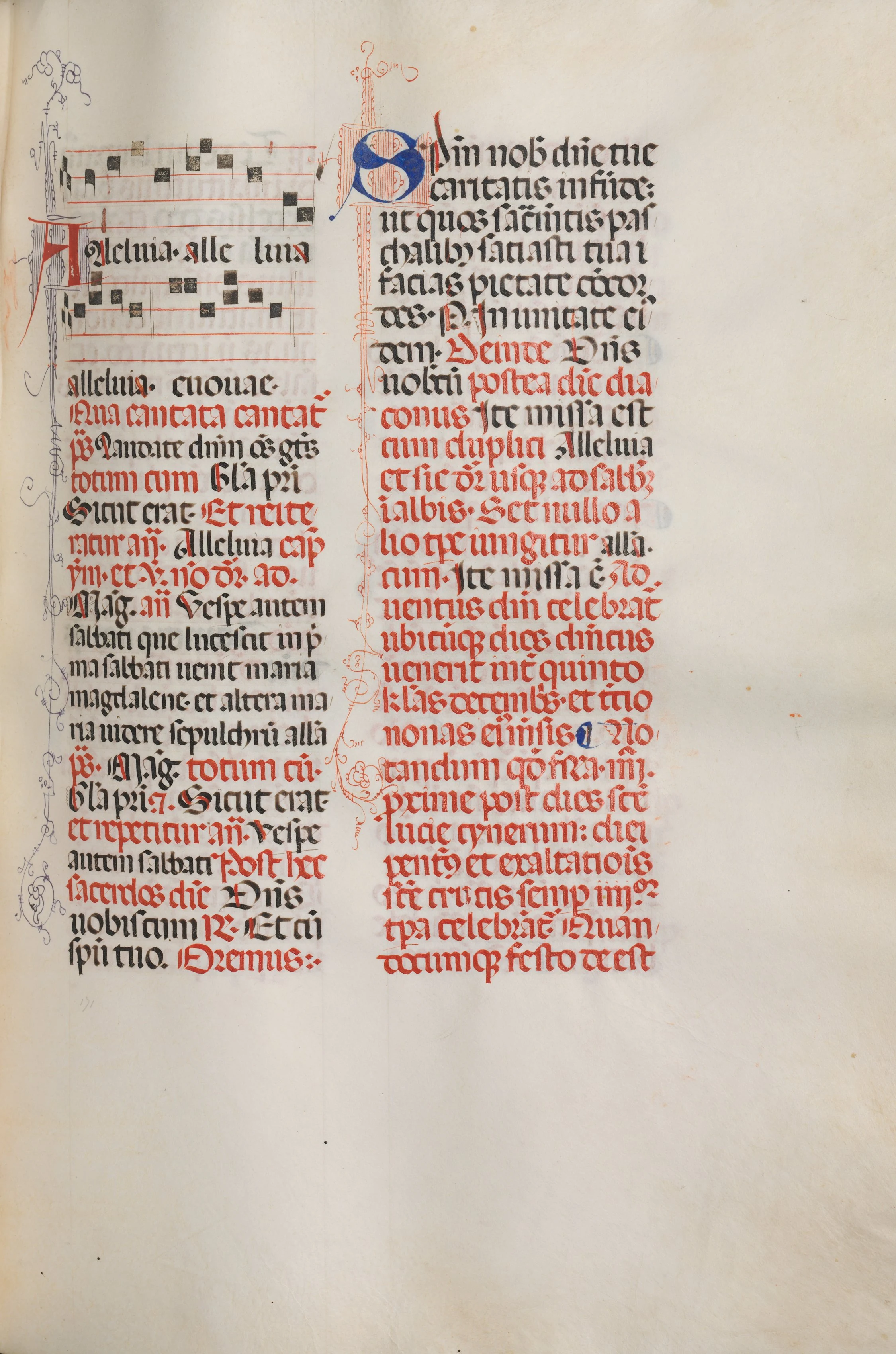 Missale: Fol. 173: Music for "Alleluia" etc. at beginning of Easter