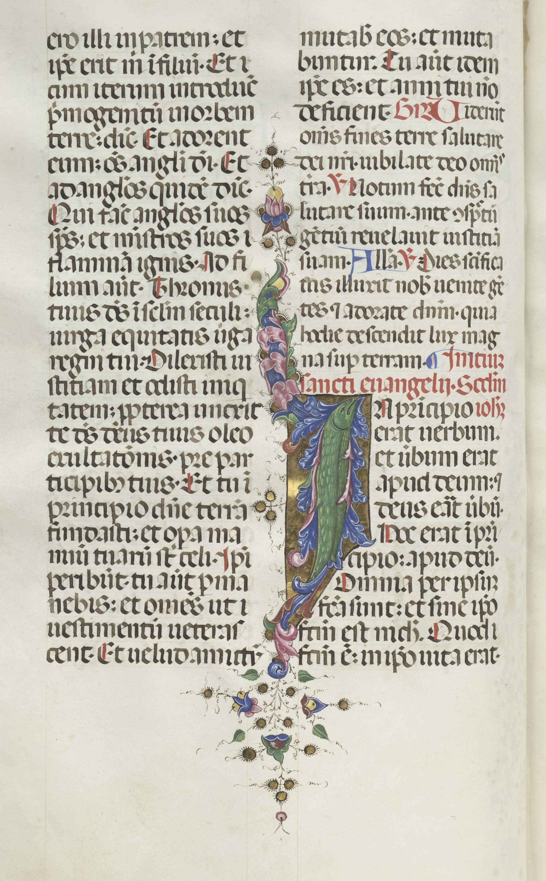 Missale: Fol. 22v: Foliage with Fish