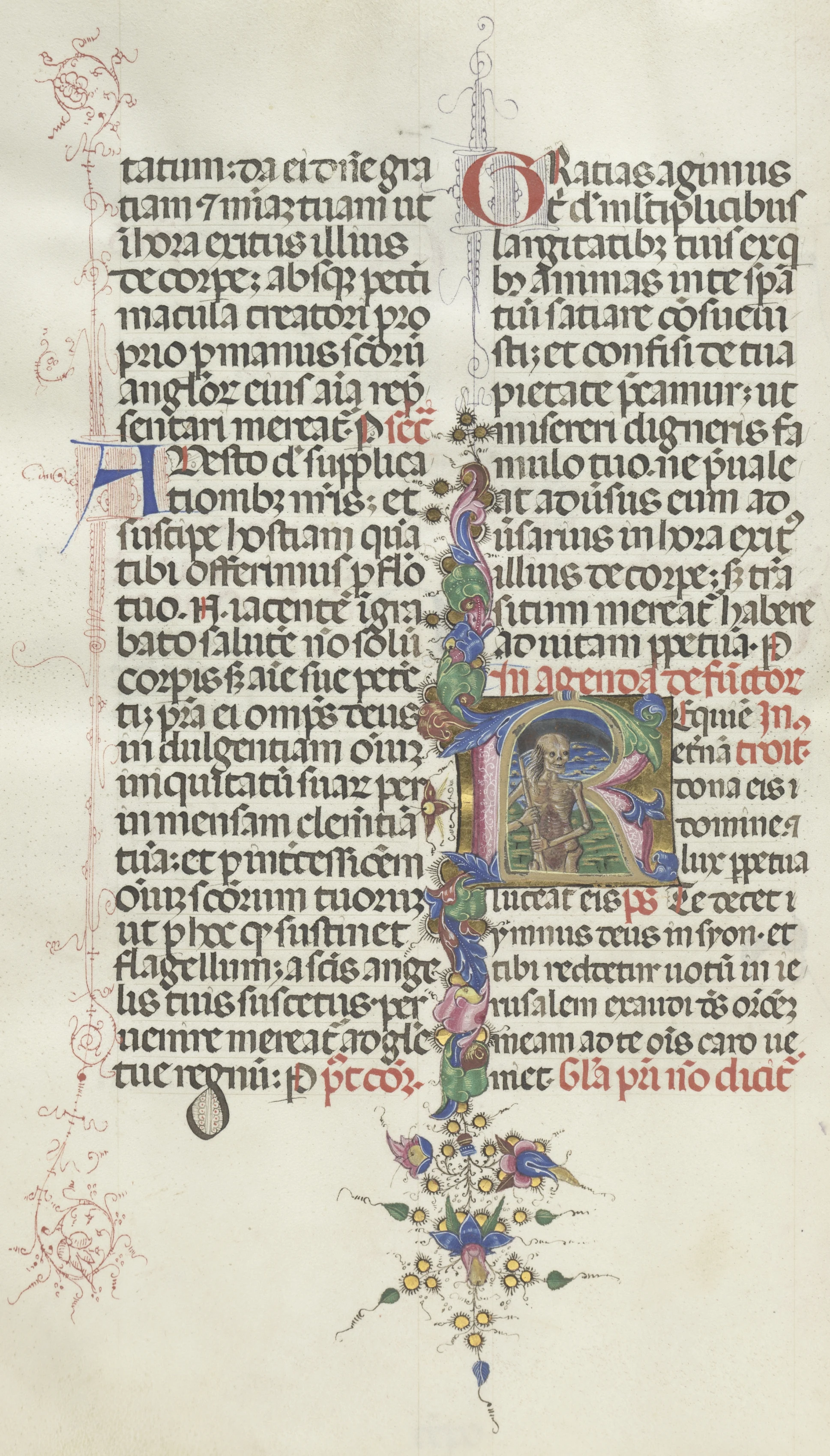 Missale: Fol. 387v: Death represented as a Skeleton with a Sickle