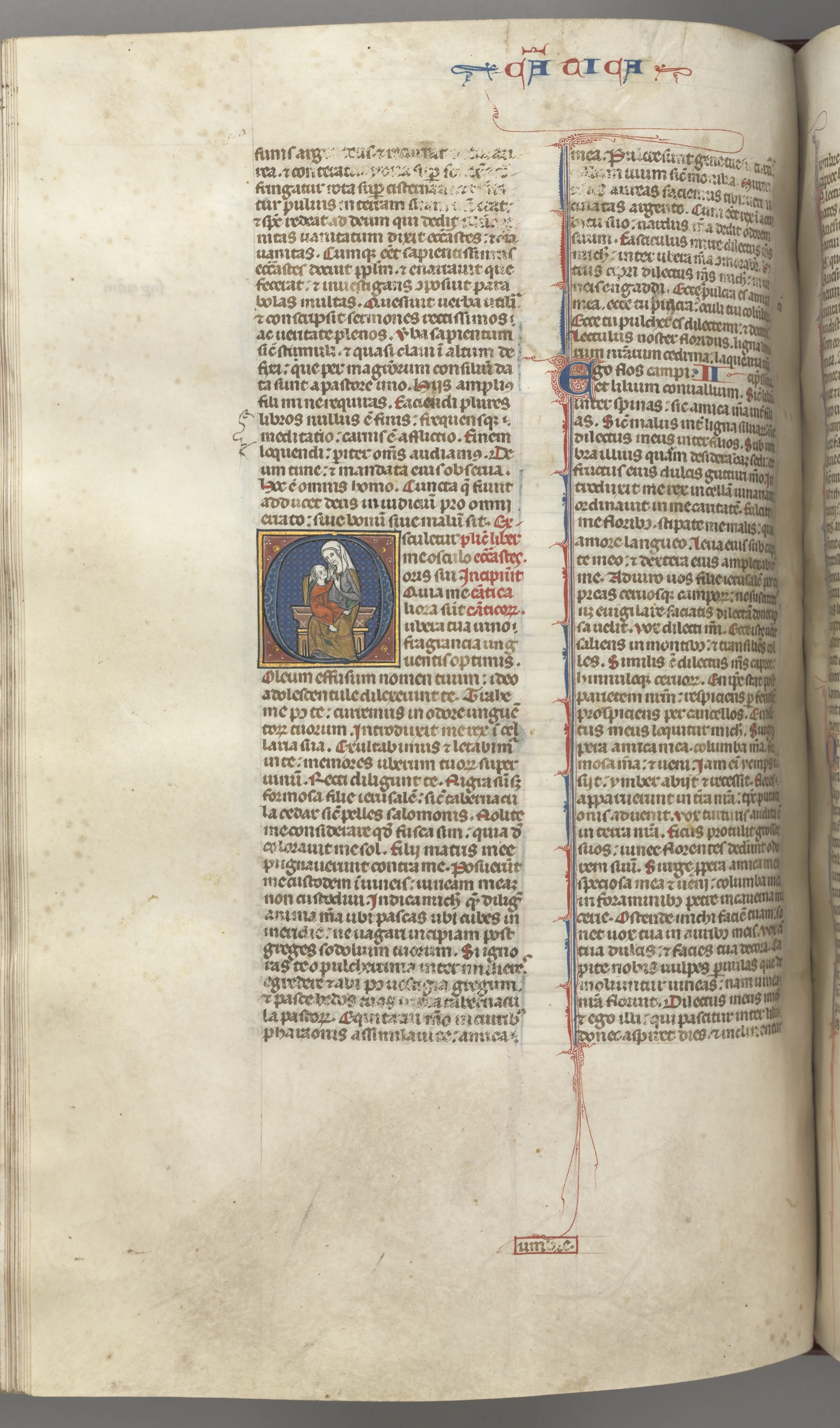 Fol. 249v, Song of Songs, historiated initial O, theVirgin and Child