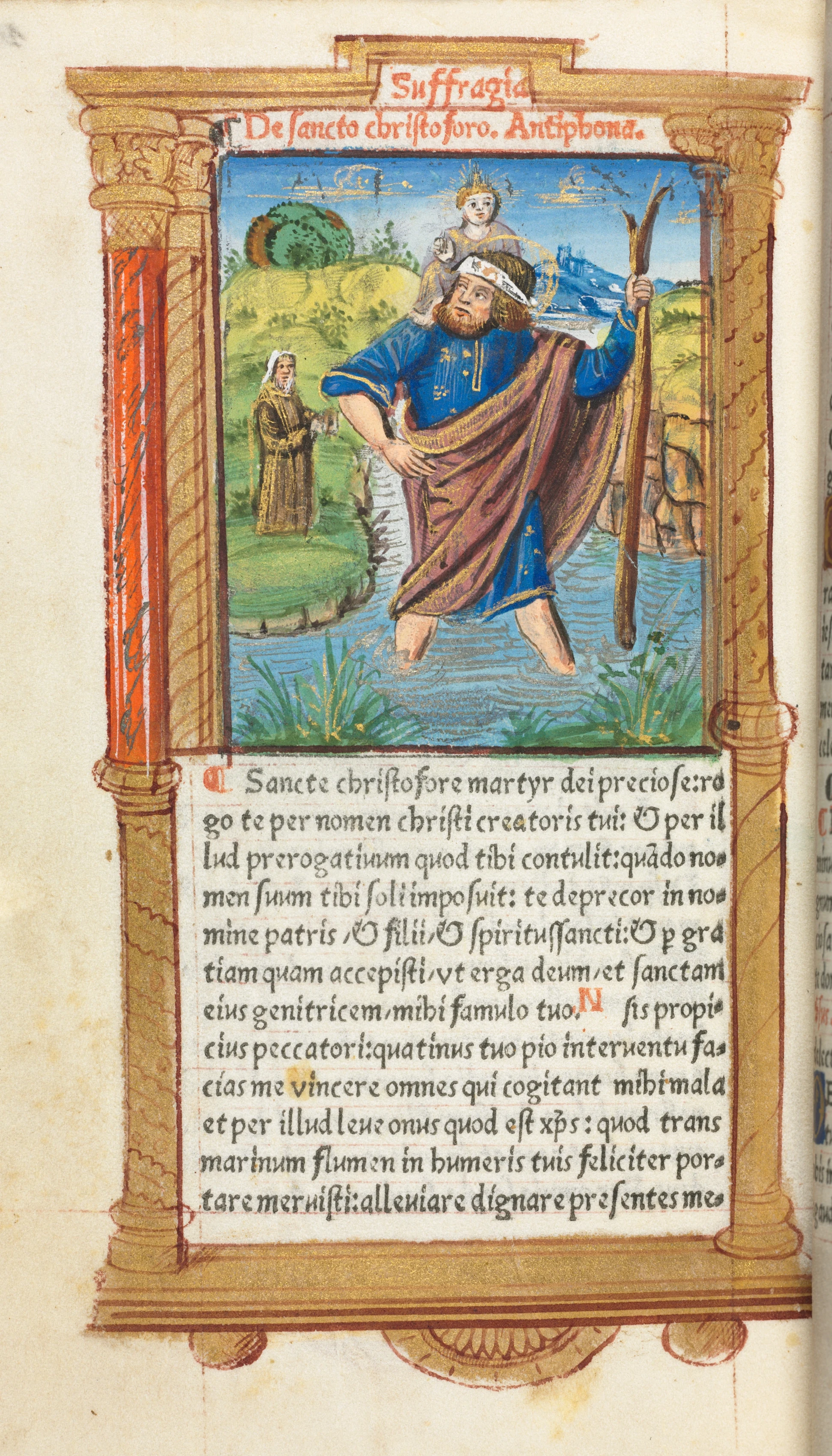 Printed Book of Hours (Use of Rome): fol. 101v, St. Christopher