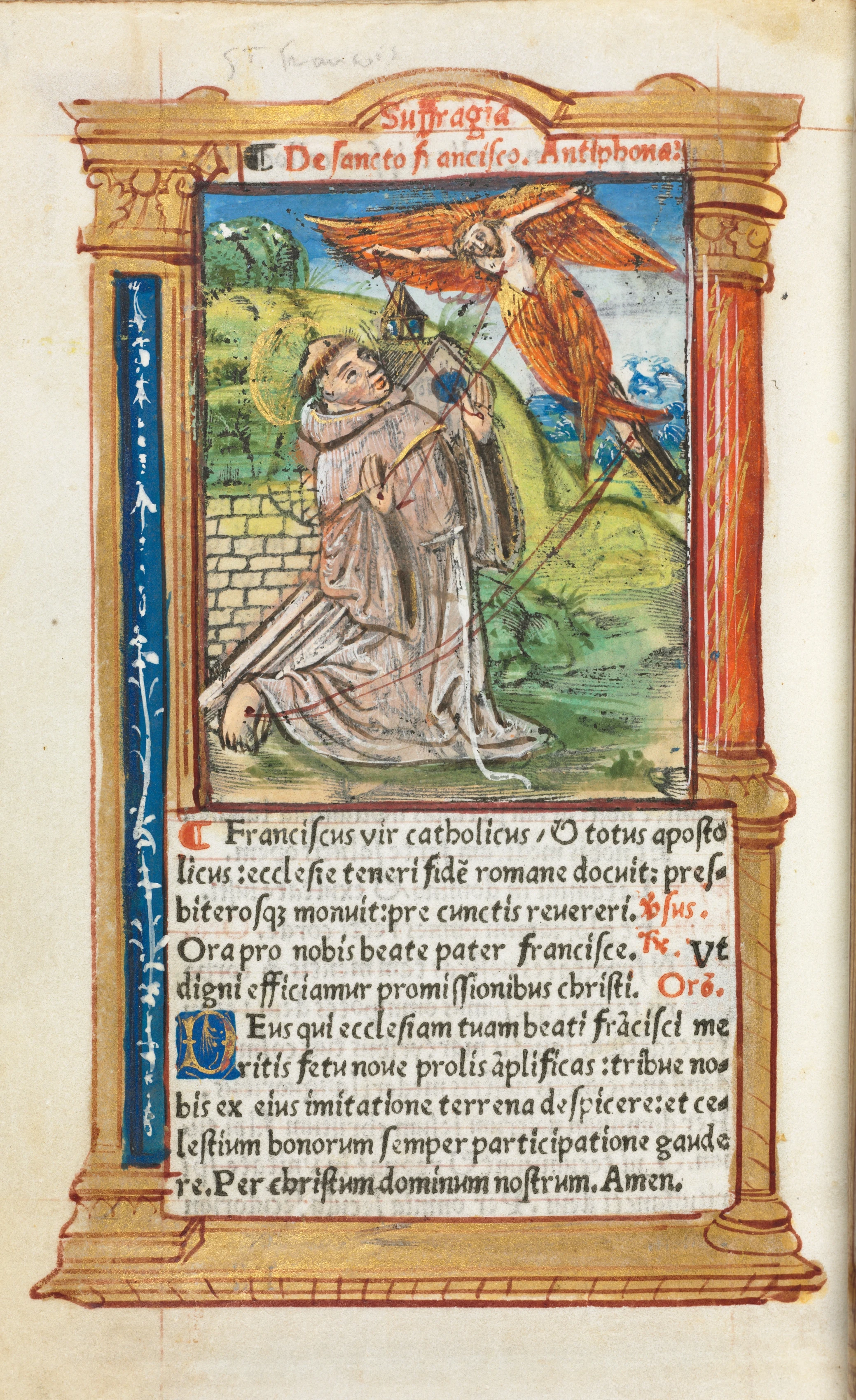 Printed Book of Hours (Use of Rome): fol. 106v, St. Francis of Assisi