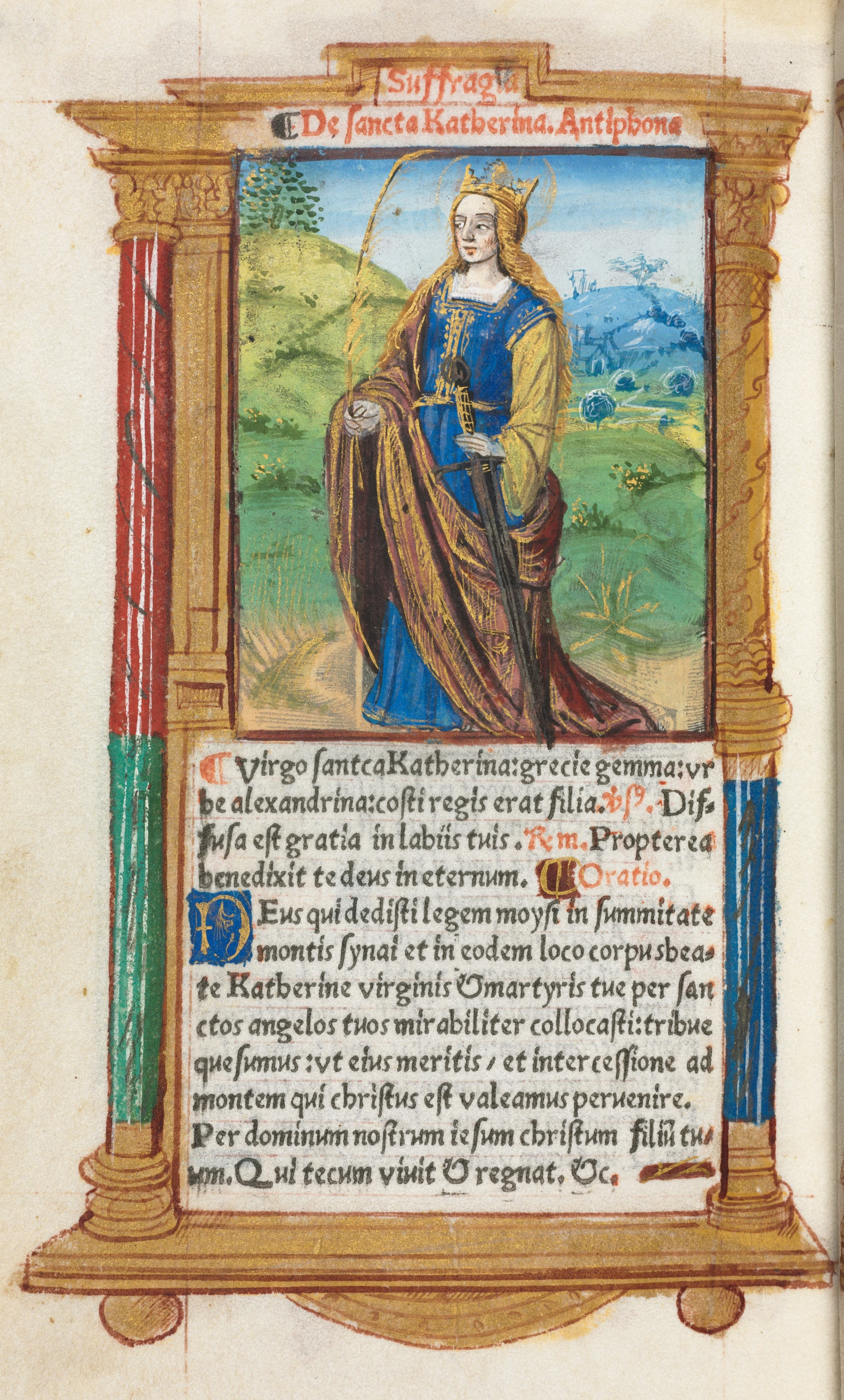 Printed Book of Hours (Use of Rome): fol. 109v, St. Catherine