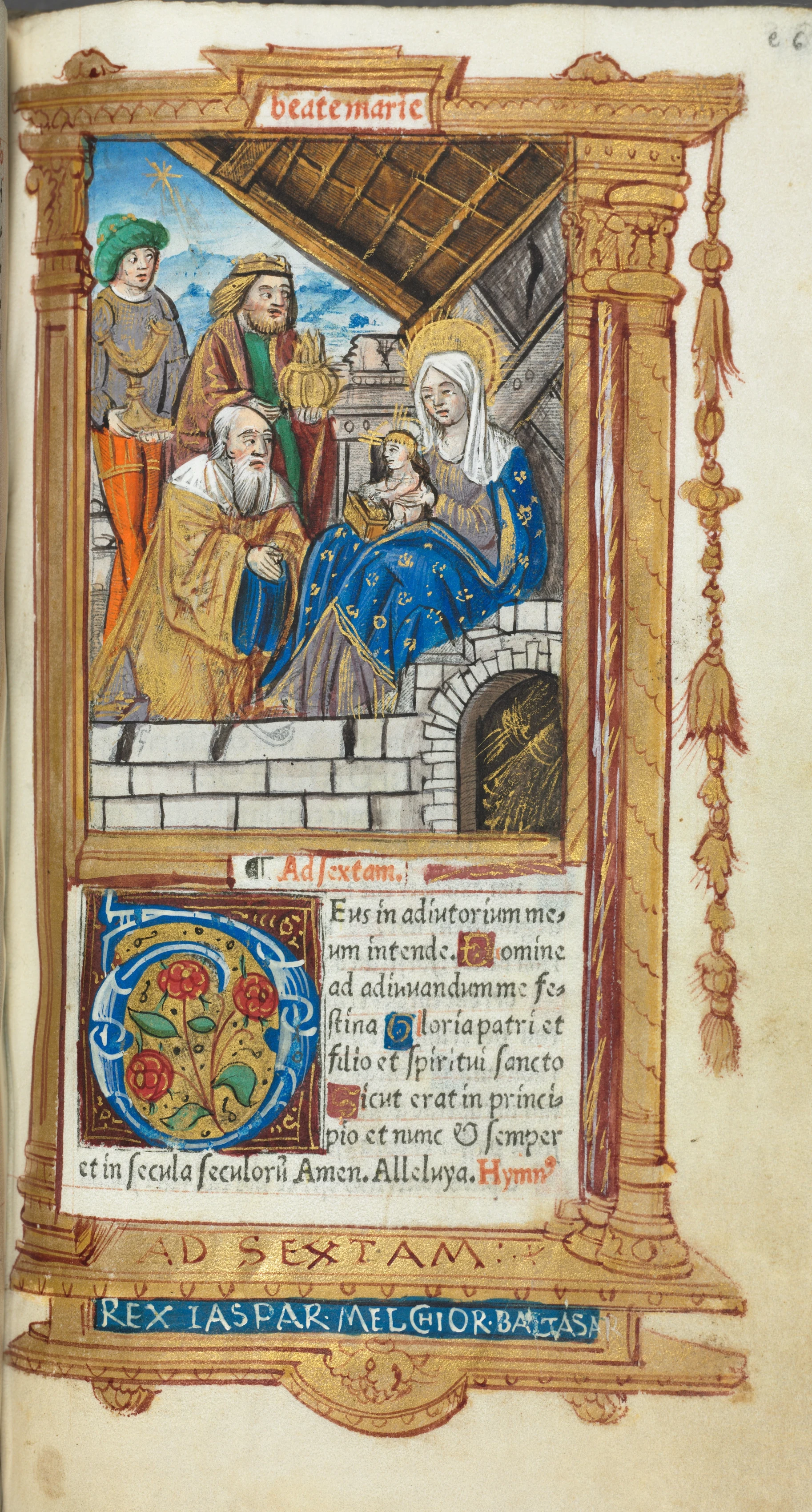 Printed Book of Hours (Use of Rome): fol. 38r, Adoration of the Magi