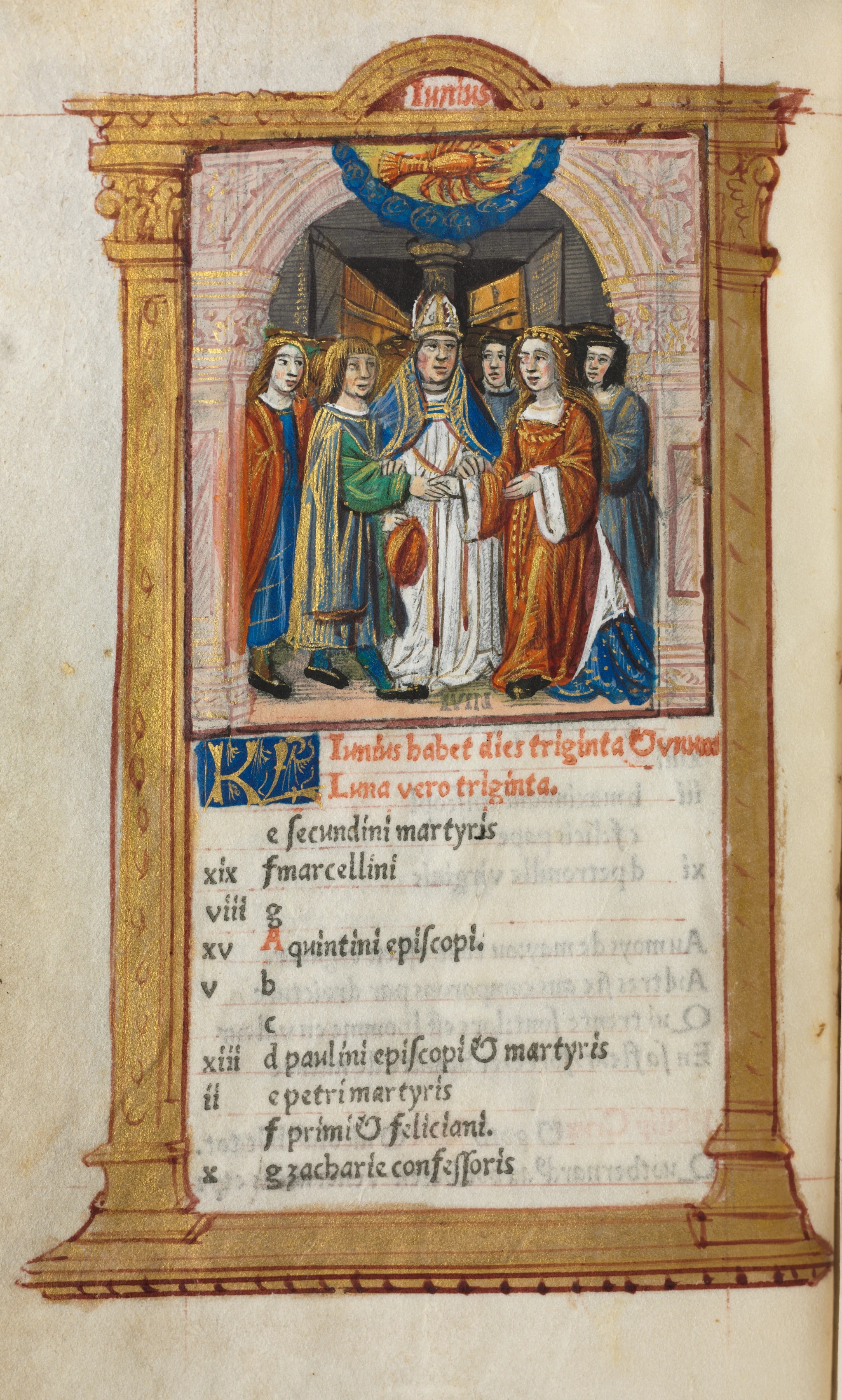 Printed Book of Hours (Use of Rome): fol. 7v, June calendar illustration
