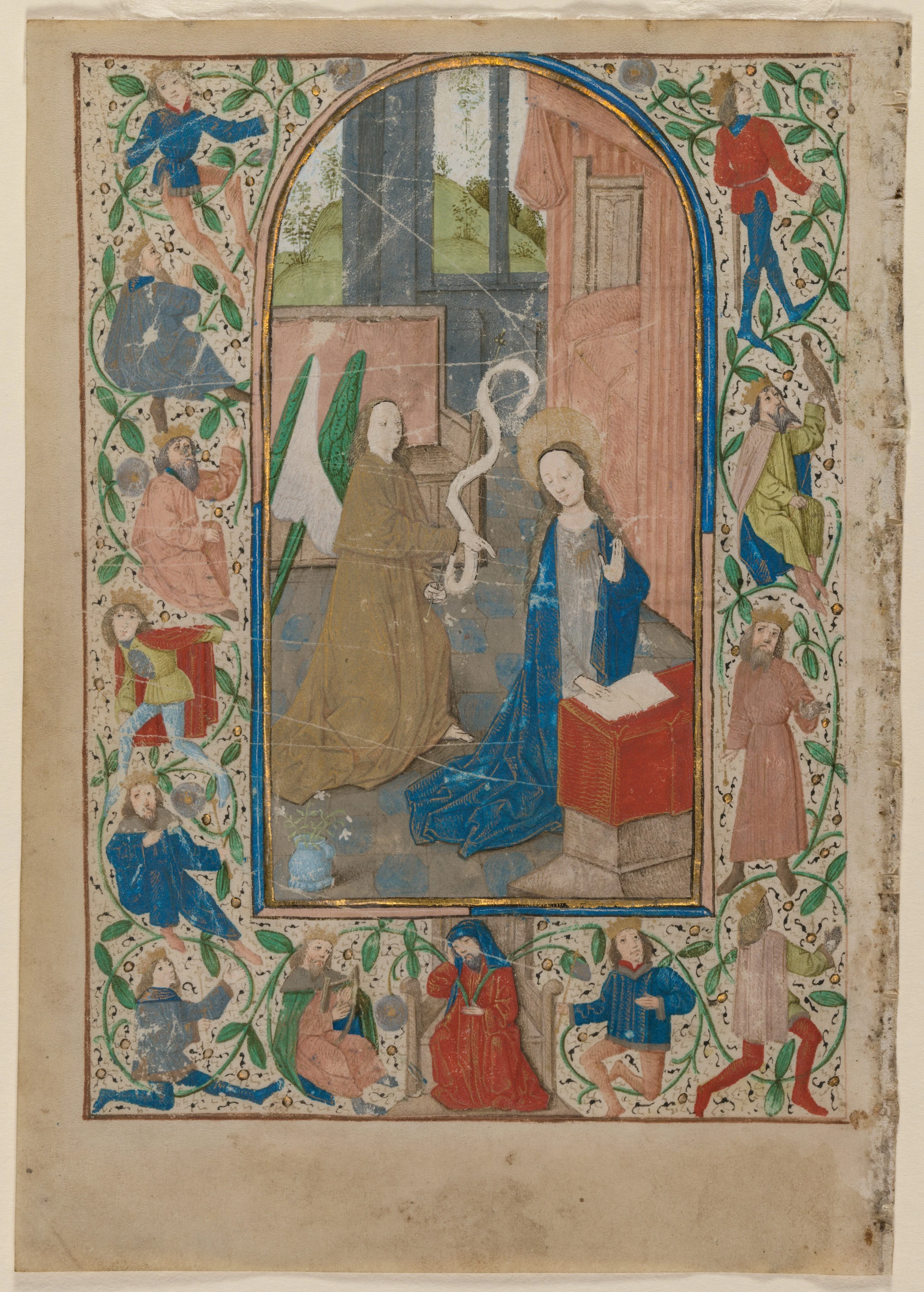 Leaf from a Book of Hours: The Annunciation (recto)