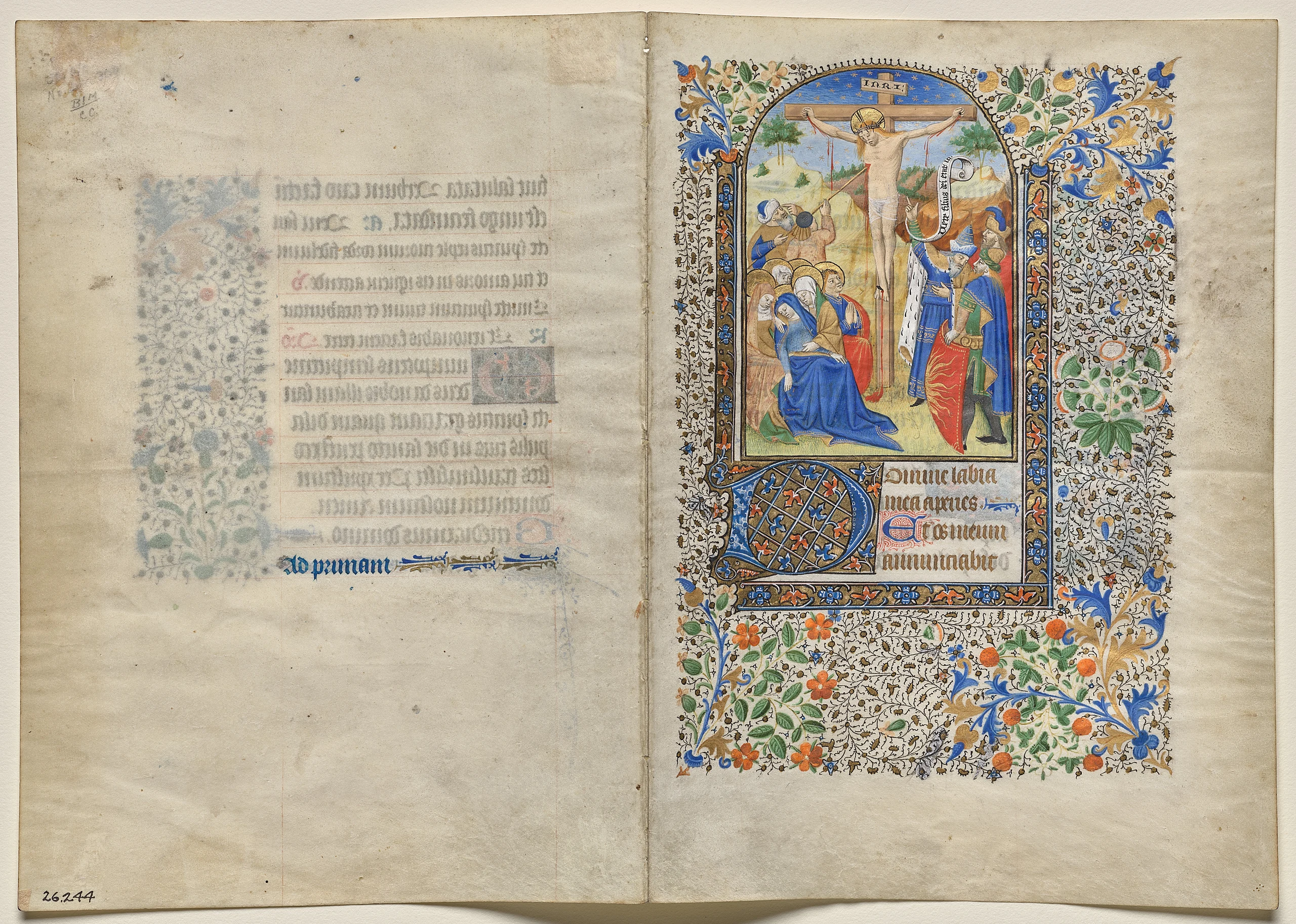 Bifolio from a Book of Hours: The Crucifixion: Hours of the Cross (recto)