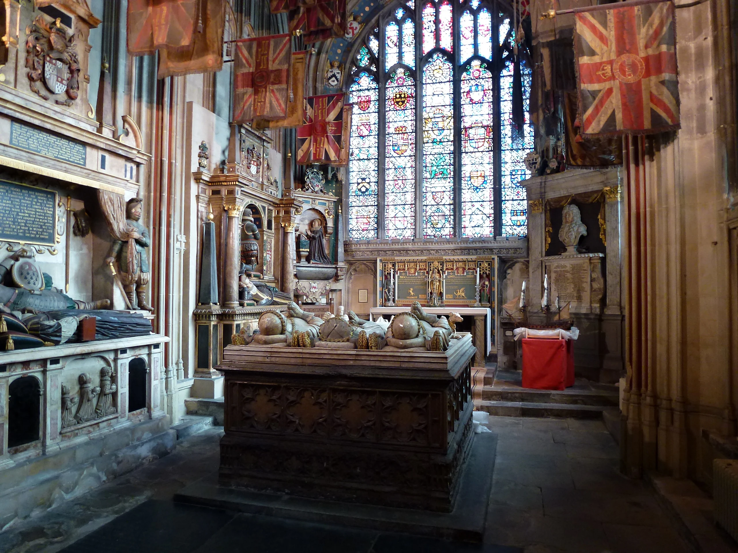 Tombs and regimental flags ...