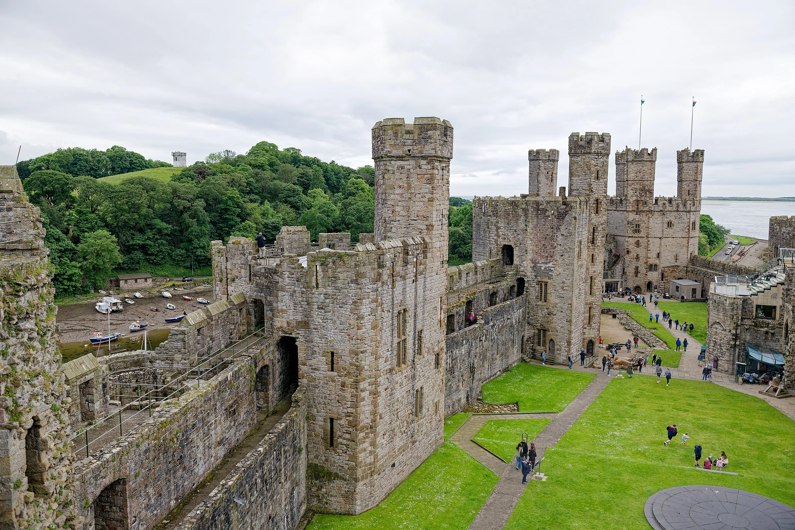Caernarfon Castle, South side looking West