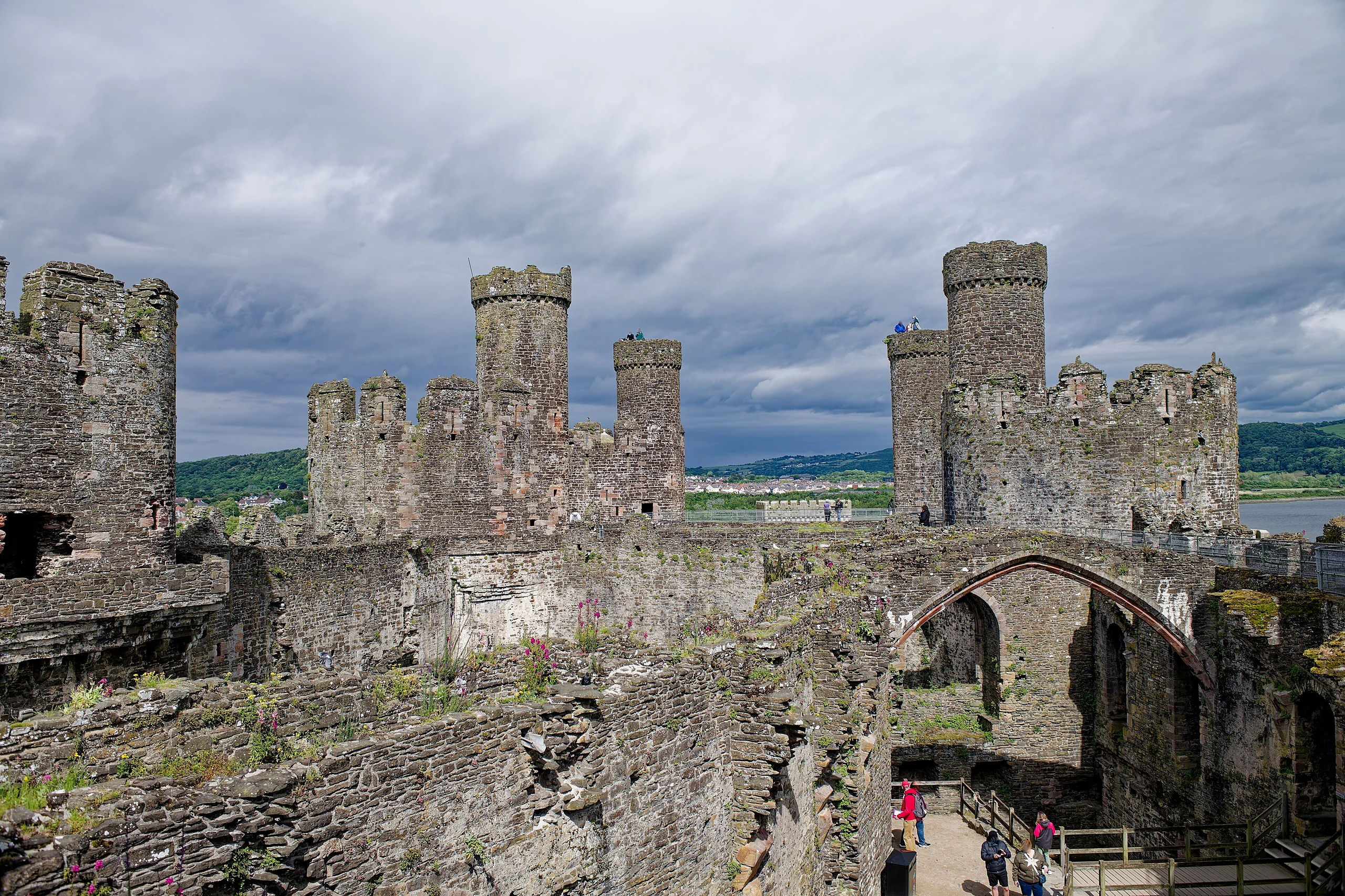 Conwy Castle, Stockhouse Tower, Chapel Tower, King's Tower, seen from the West