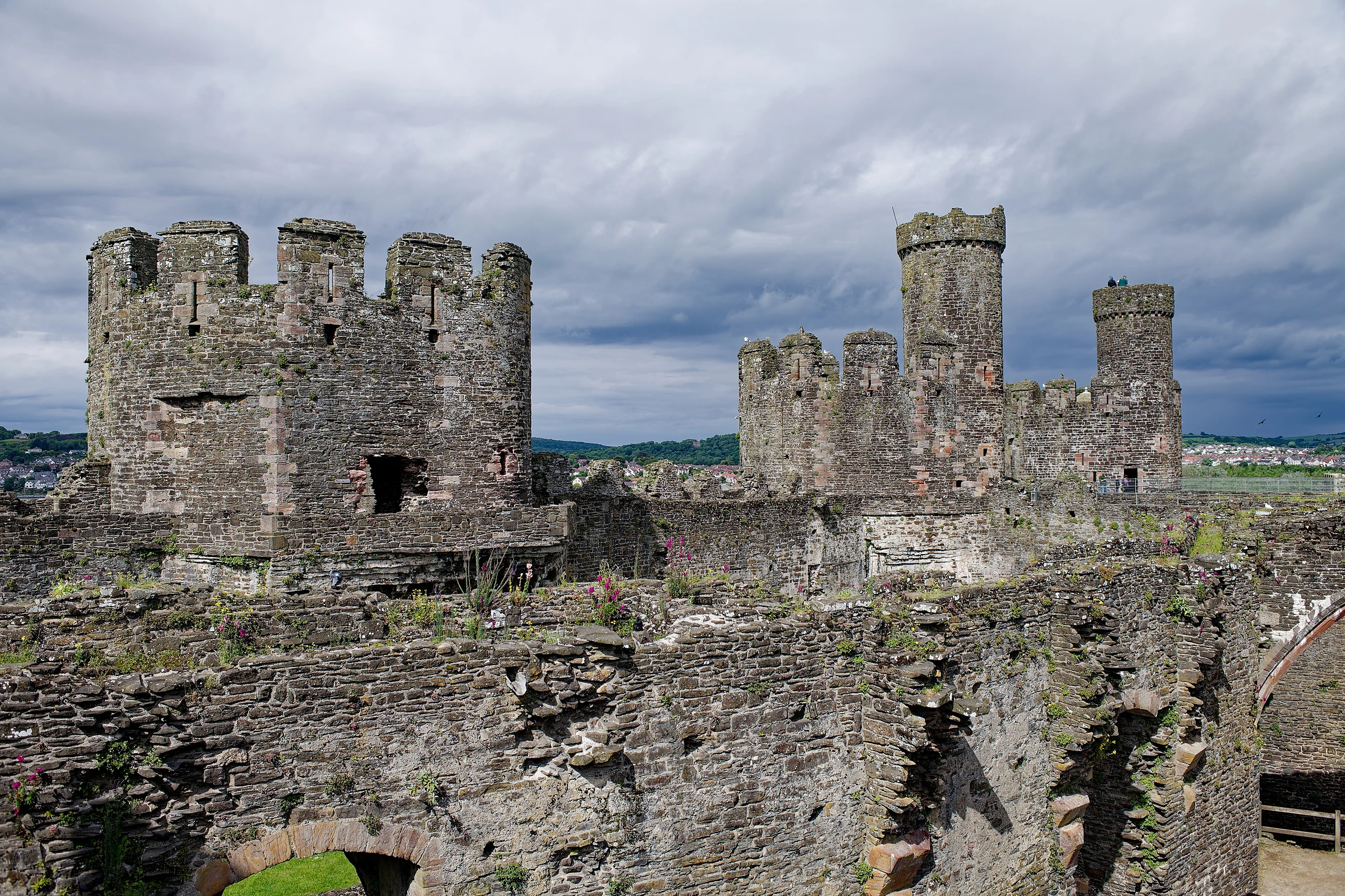 Conwy Castle, Stockhouse Tower, Chapel Tower, seen from the South-West