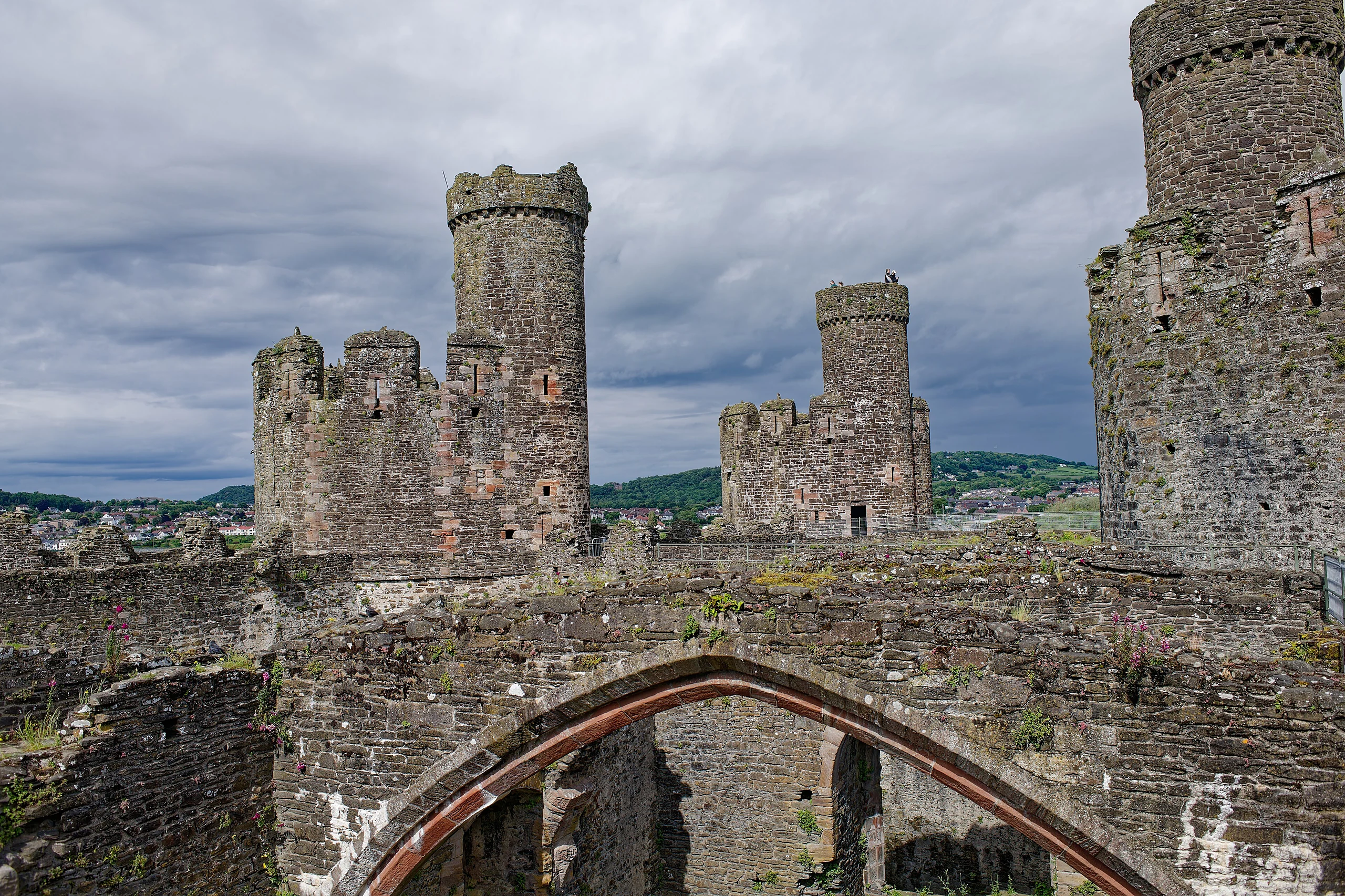 Conwy Castle, Well Tower, Chapel Tower, seen from the South-West