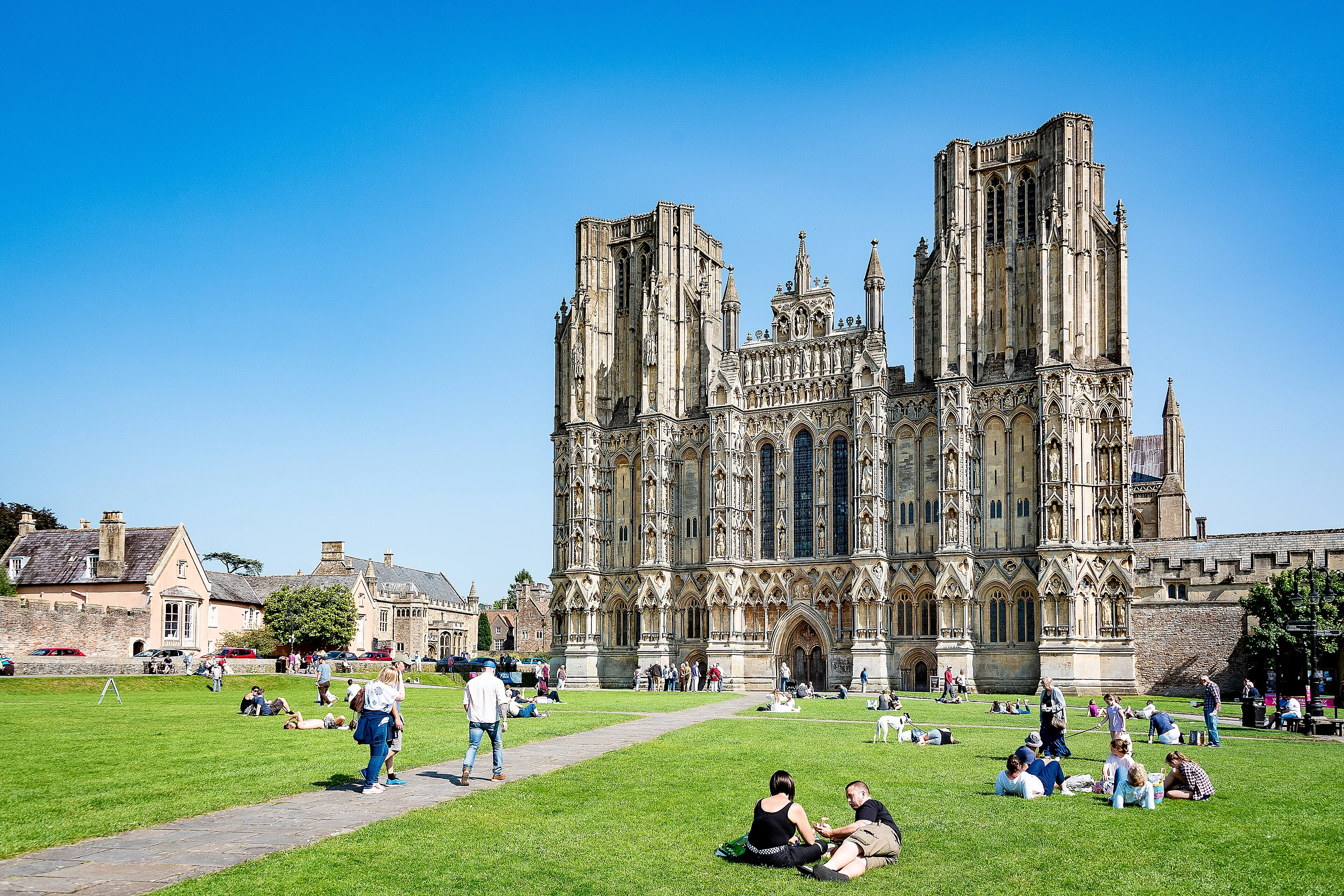Wells Cathedral, west-front, viewed from slightly south of west