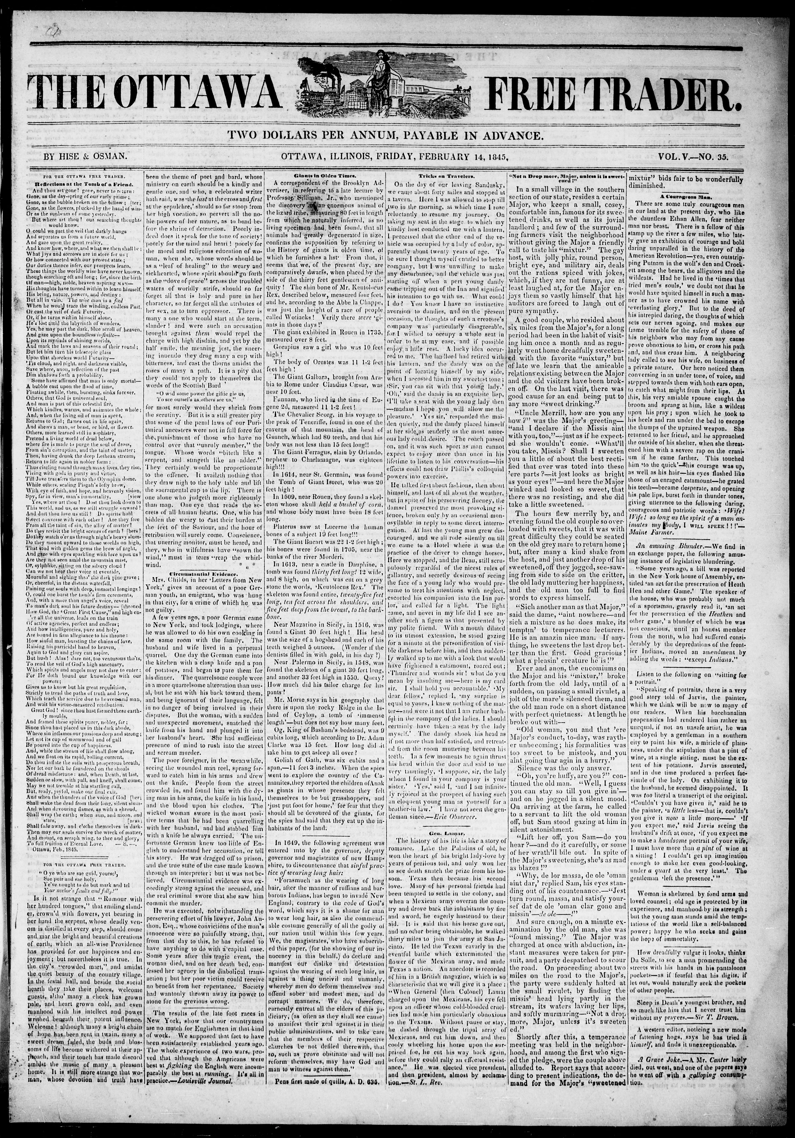 Image 1 of The Ottawa free trader (Ottawa, Ill.), February 14, 1845