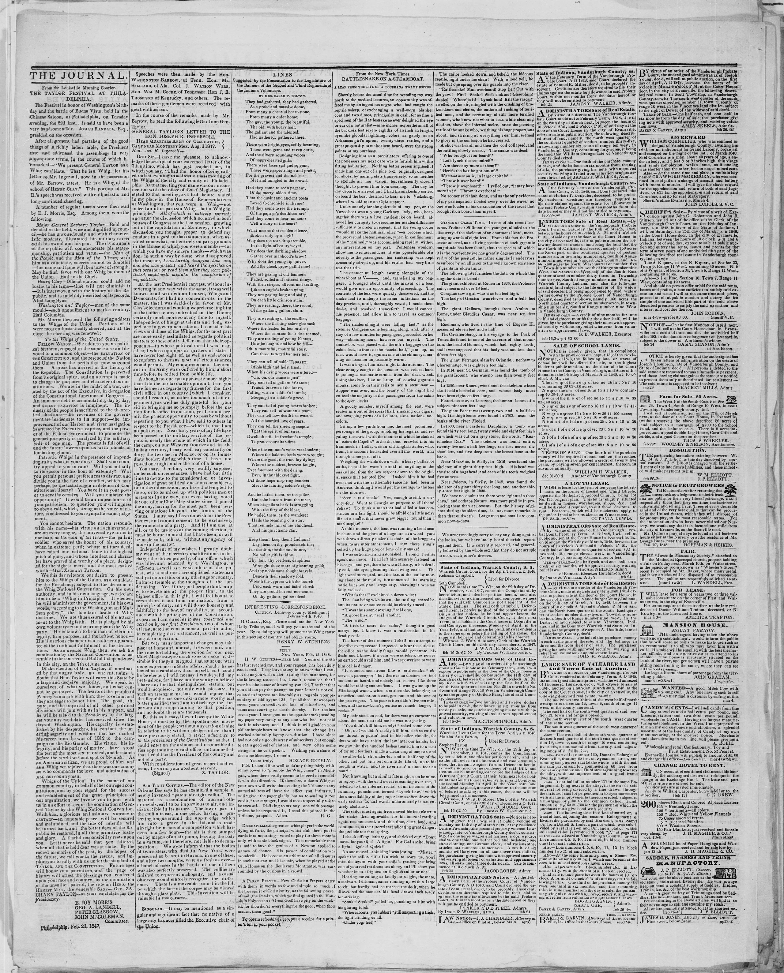 Image 4 of Evansville weekly journal (Evansville, Ind.), March 9, 1848