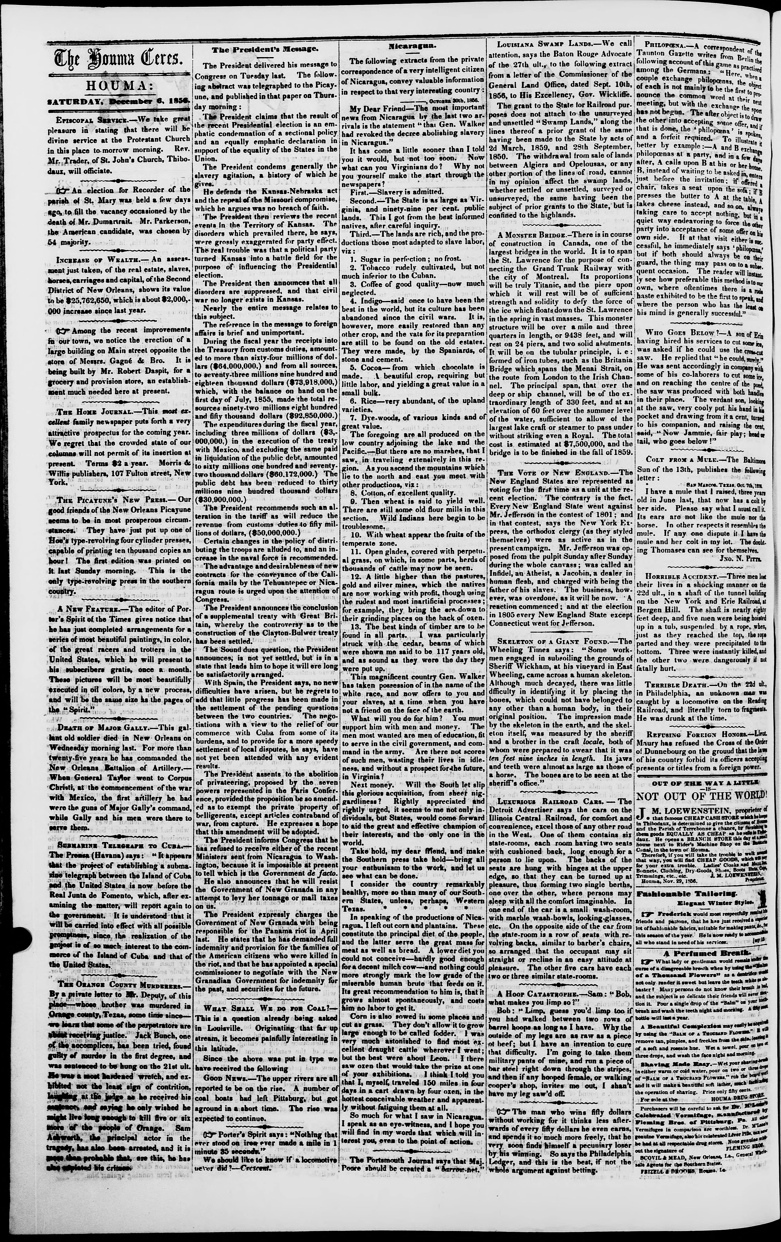 Image 2 of Houma Ceres (Houma, Parish of Terrebonne, La.), December 6, 1856