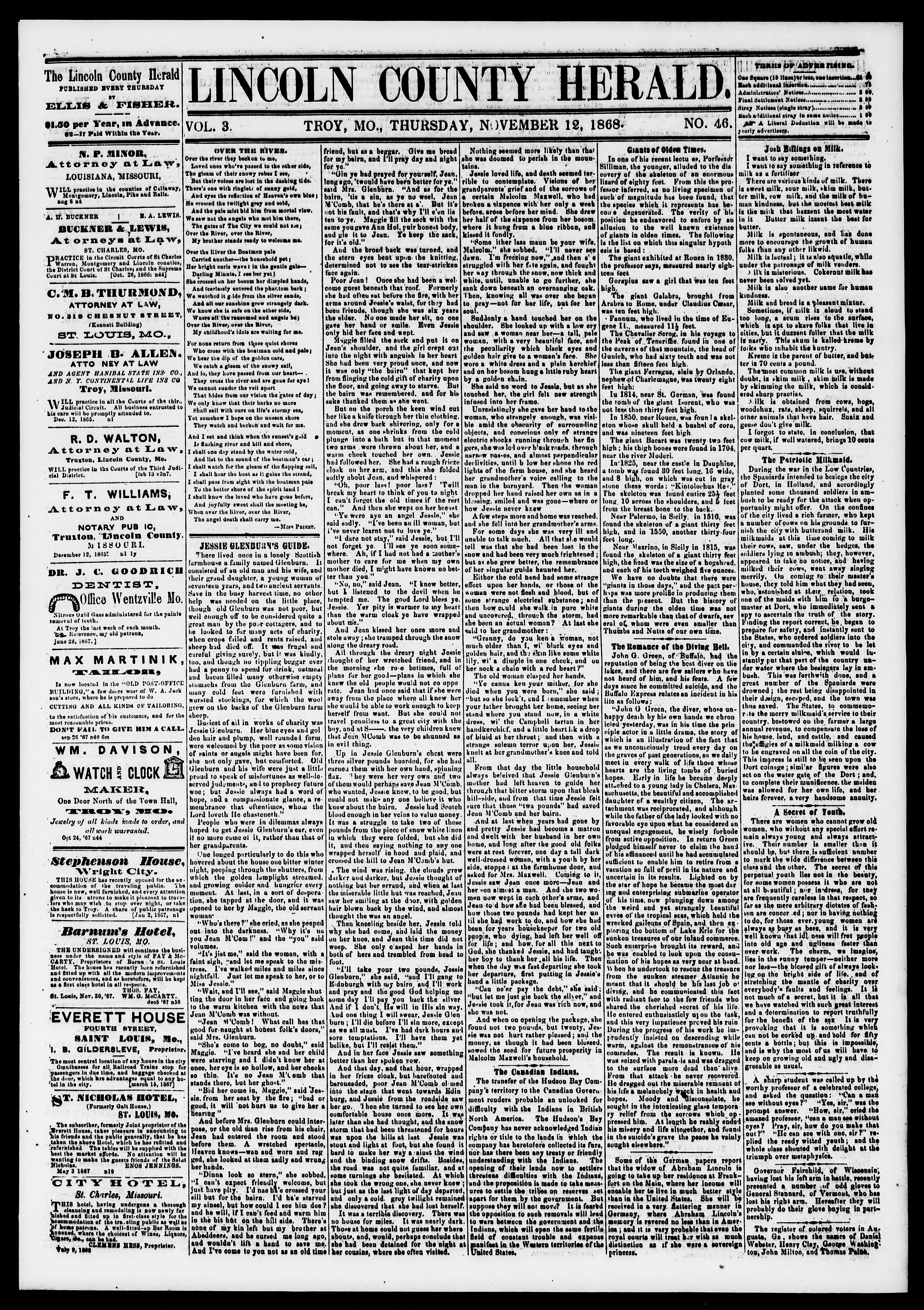 Image 1 of The Lincoln County herald (Troy, Lincoln County, Mo.), November 12, 1868
