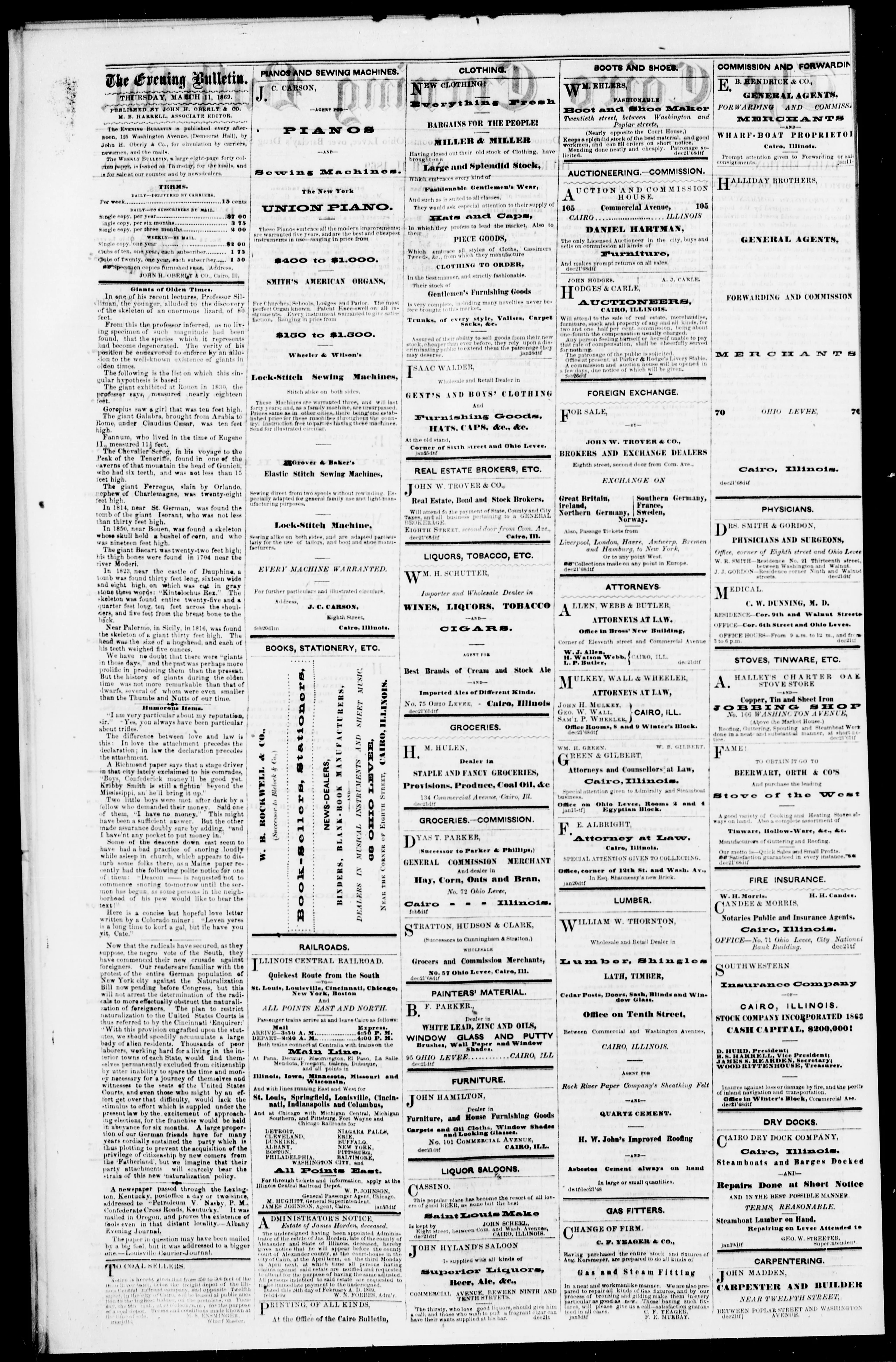 Image 2 of The Cairo evening bulletin (Cairo, Ill.), March 11, 1869, (DAILY EDITION)