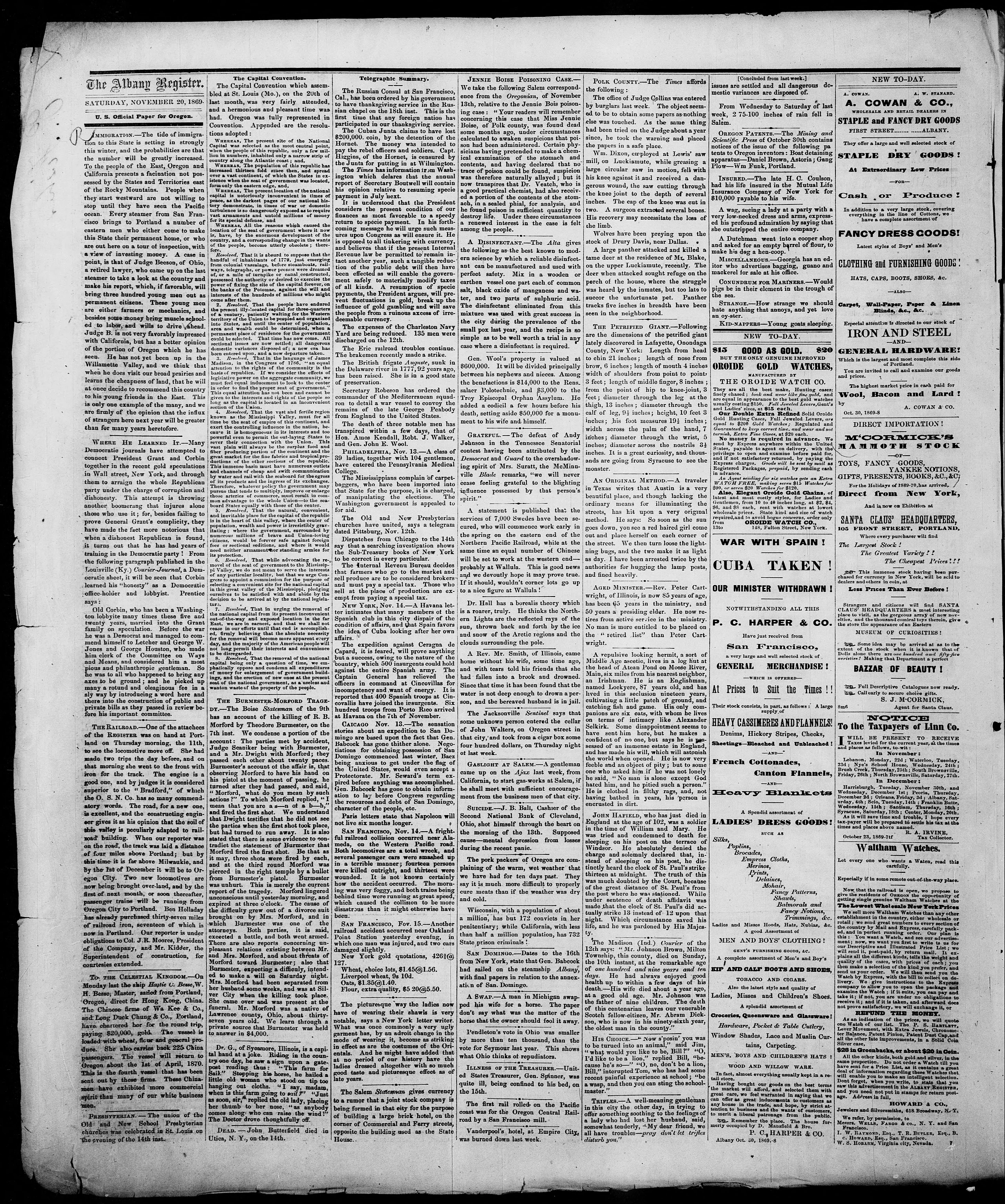 Image 2 of The Albany register (Albany, Or.), November 20, 1869