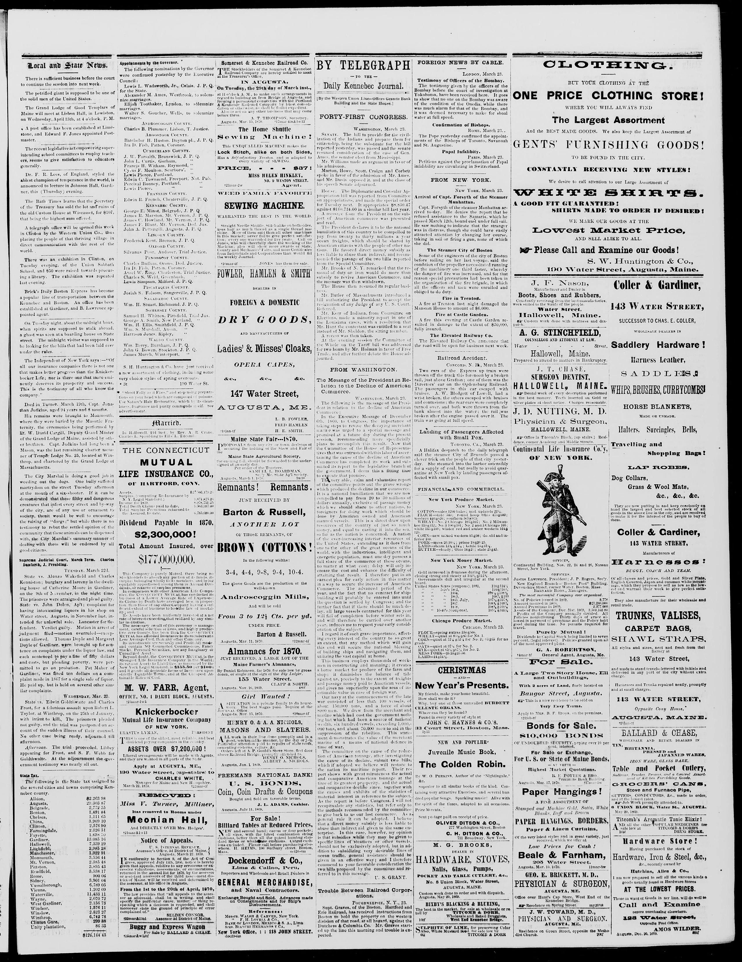 Image 3 of Daily Kennebec journal (Augusta, Me.), March 24, 1870