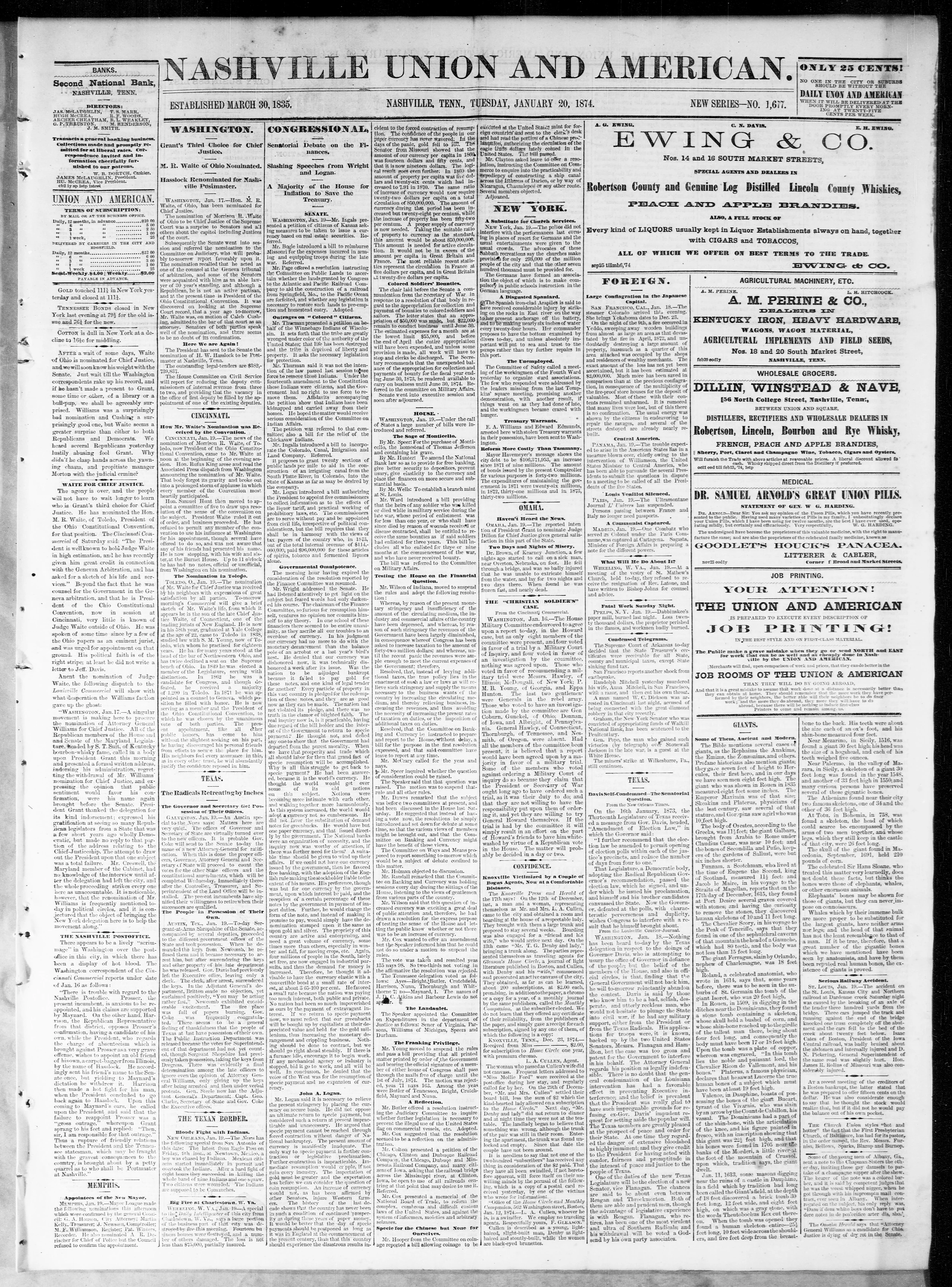 Image 1 of Nashville union and American (Nashville, Tenn.), January 20, 1874