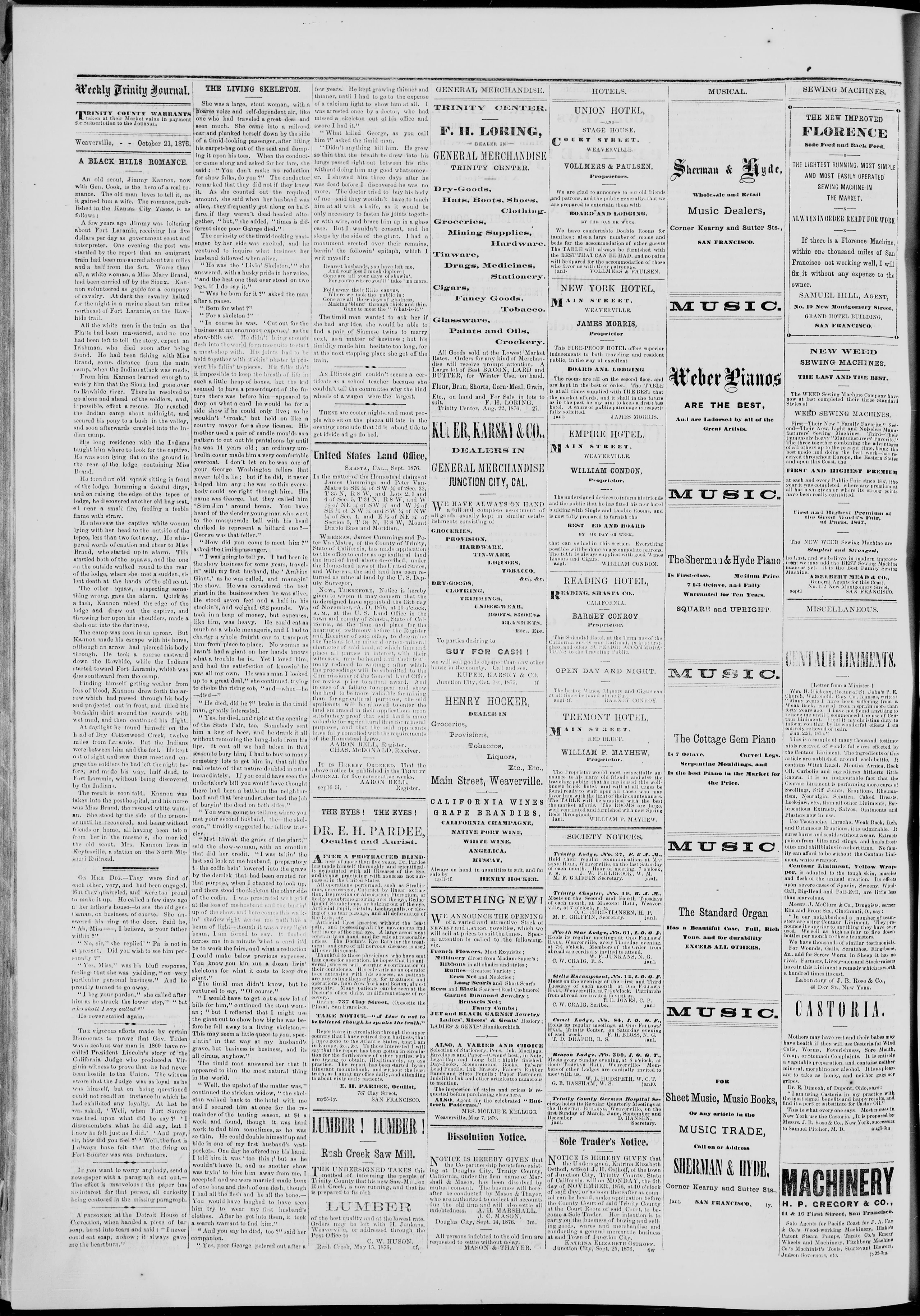 Image 4 of Weekly Trinity journal (Weaverville, Calif.), October 21, 1876