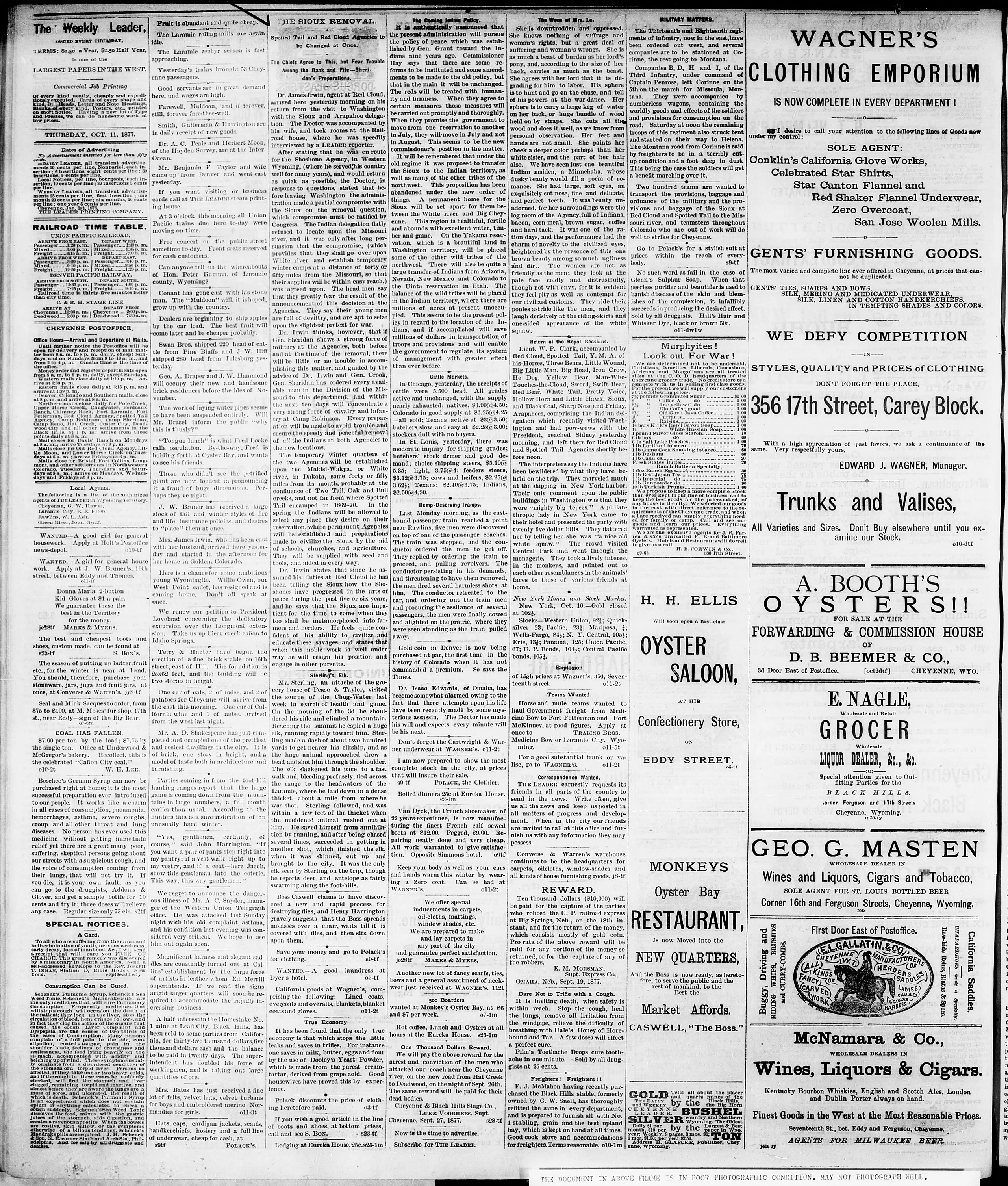 Image 4 of The Cheyenne daily leader (Cheyenne, Wyo.), October 11, 1877