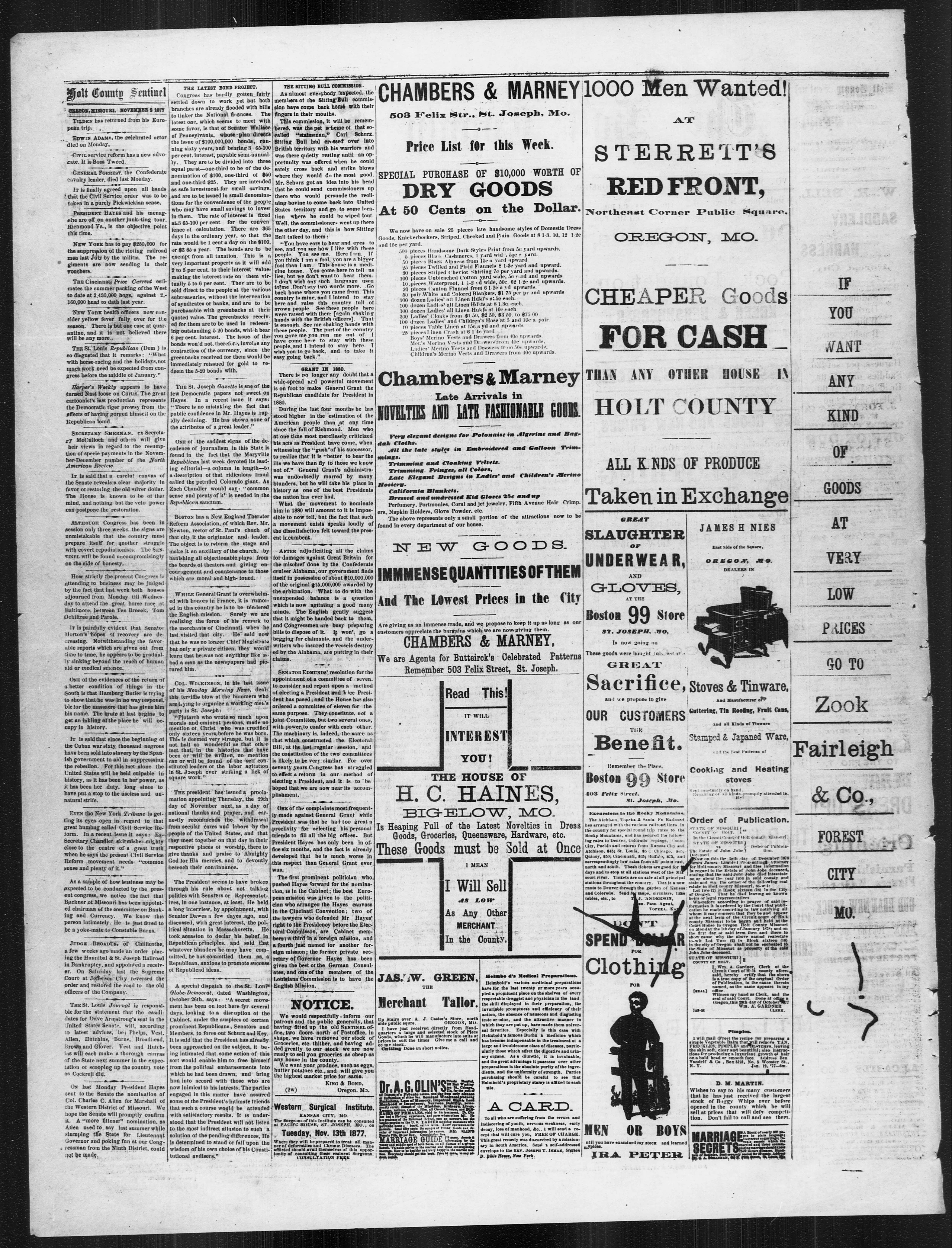 Image 2 of The Holt County sentinel (Oregon, Missouri.), November 2, 1877