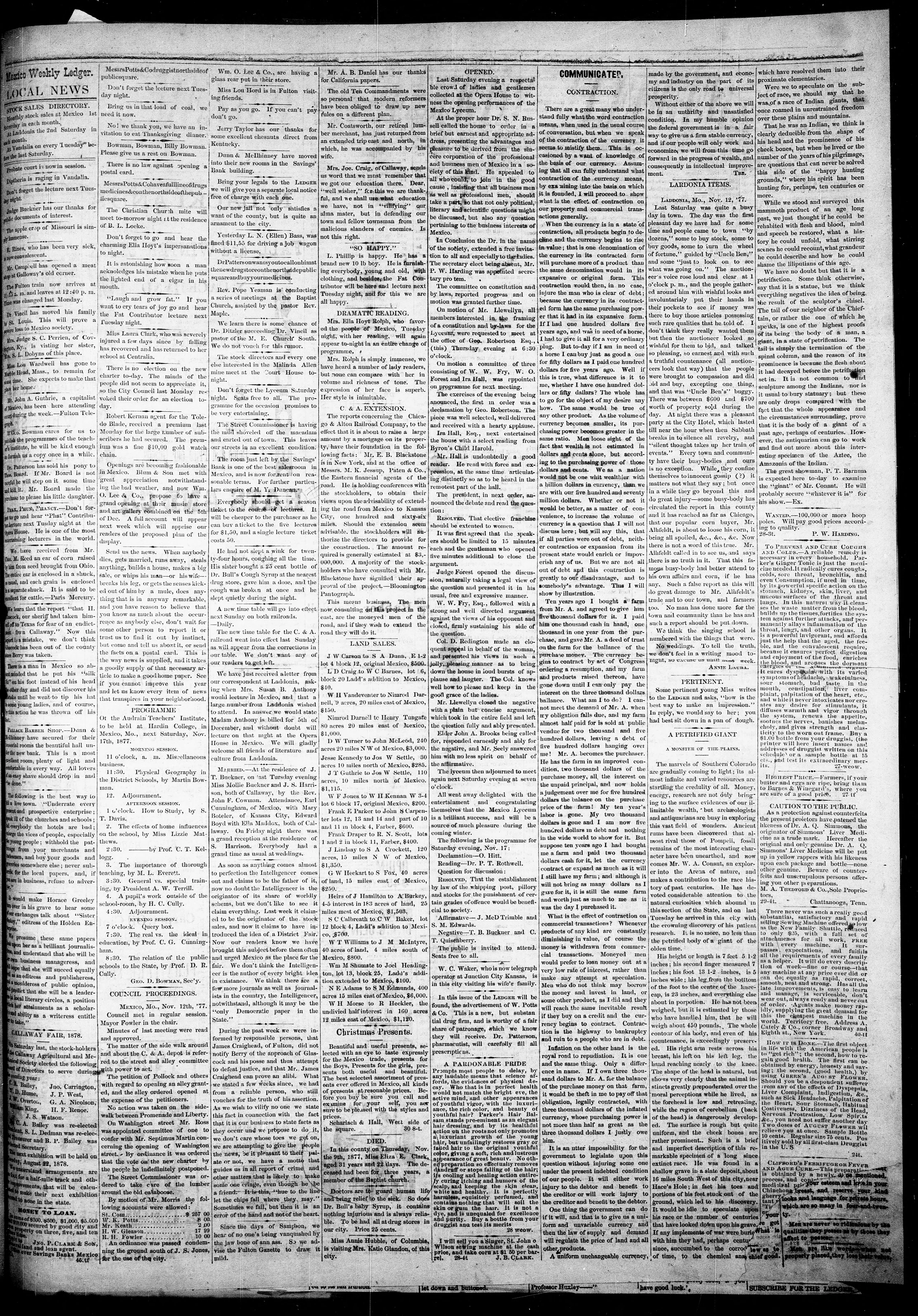 Image 3 of Mexico weekly ledger (Mexico, Mo.), November 15, 1877