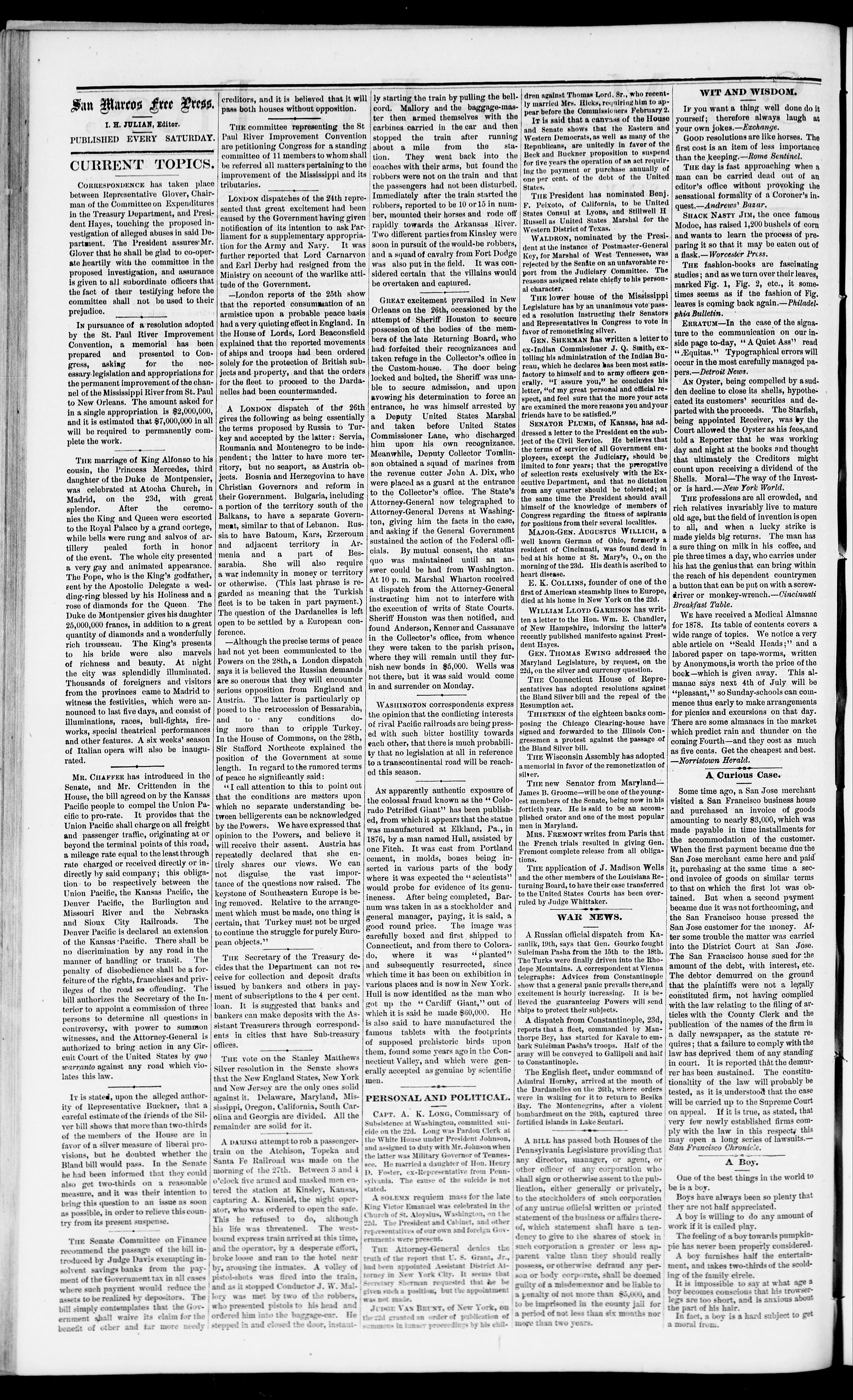 Image 2 of San Marcos free press (San Marcos, Tex.), February 9, 1878