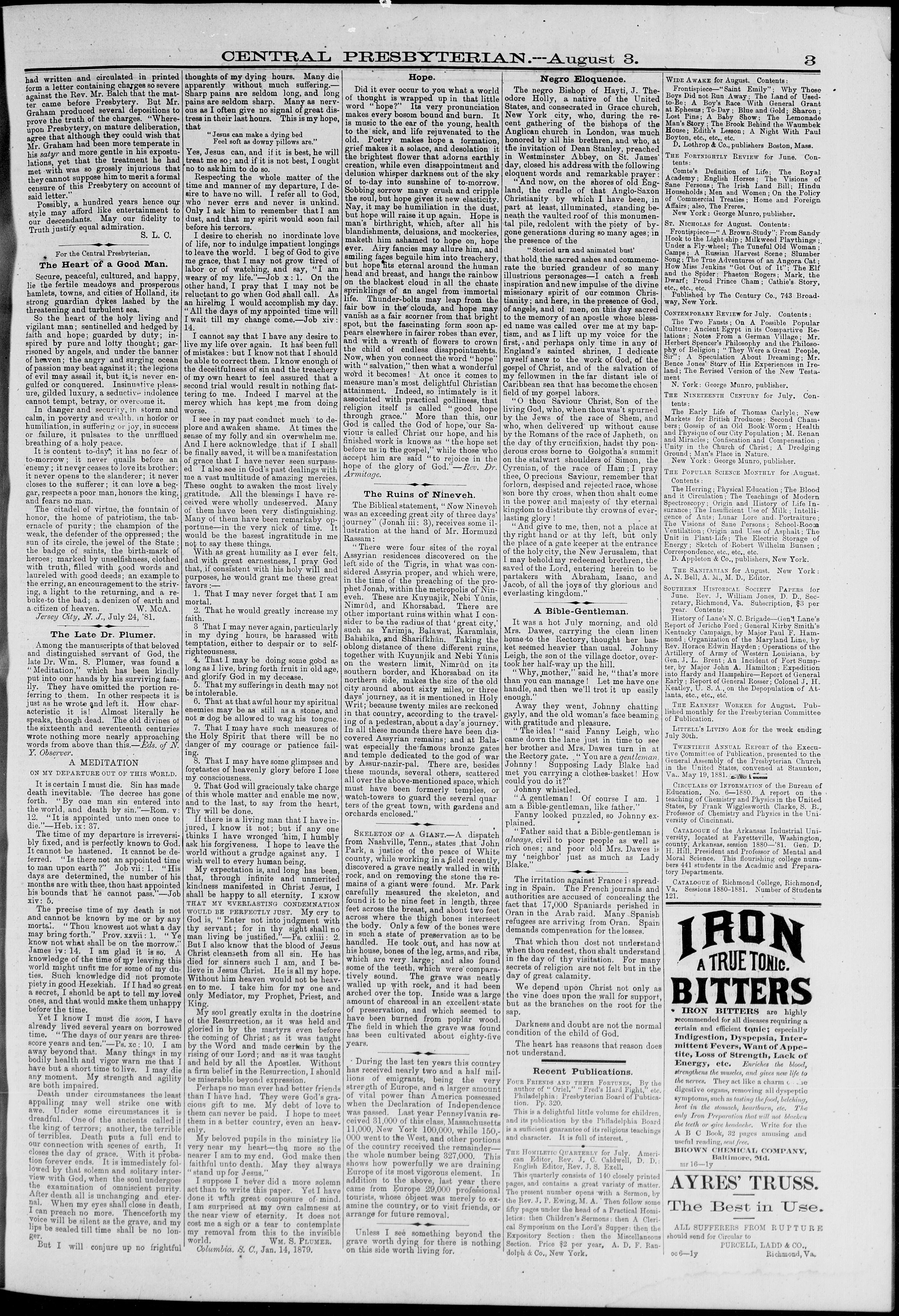 Image 3 of The central Presbyterian (Richmond, Va.), August 3, 1881