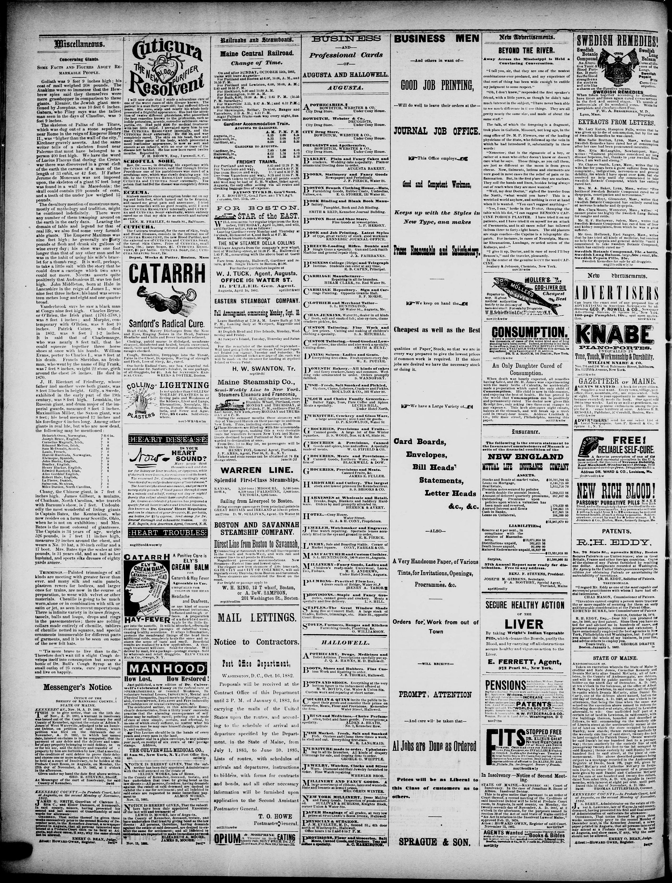Image 4 of Daily Kennebec journal (Augusta, Me.), November 25, 1882