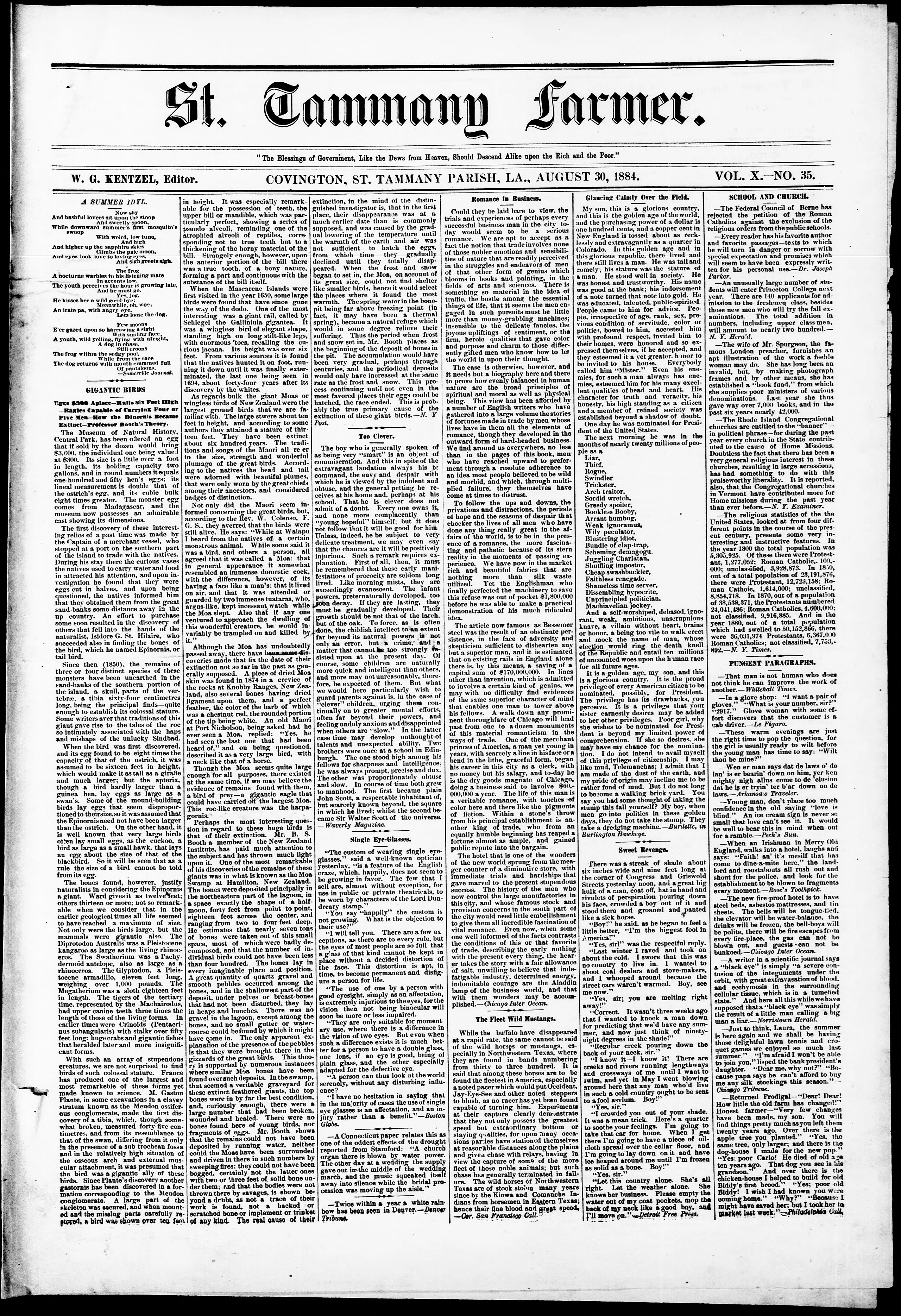 Image 1 of St. Tammany farmer (Covington, La.), August 30, 1884