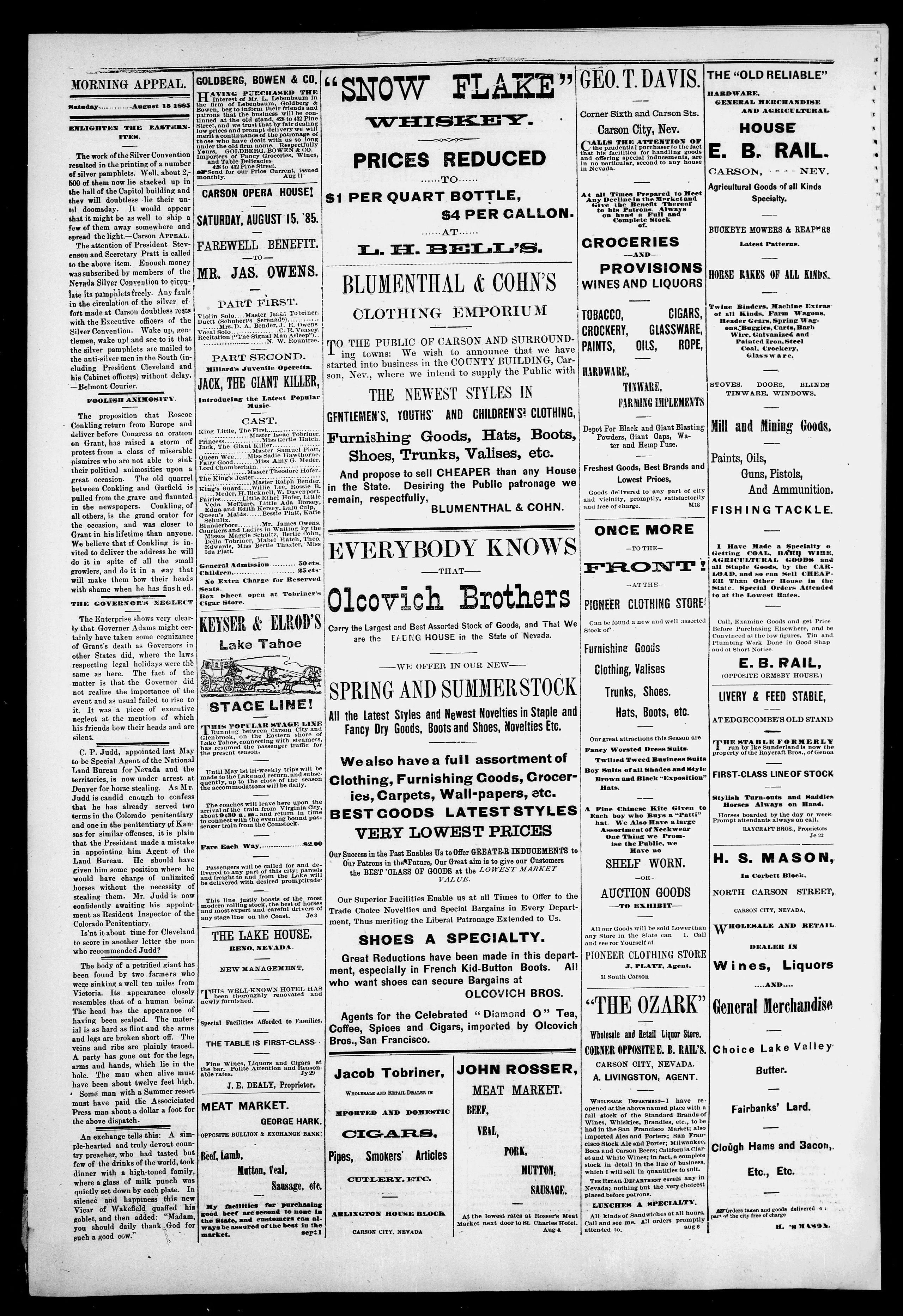 Image 2 of Morning appeal (Carson City, Nev.), August 15, 1885
