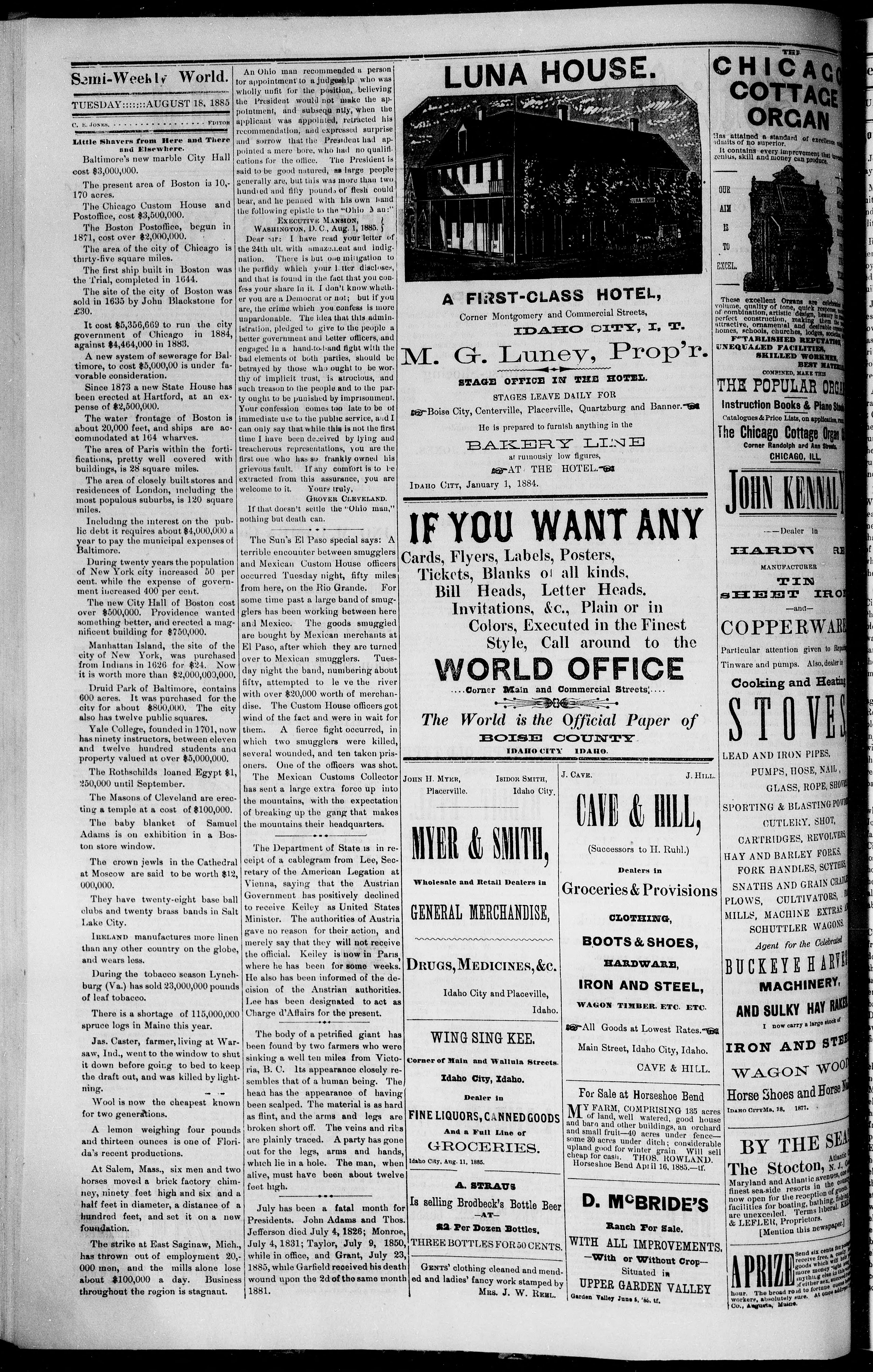 Image 2 of Idaho semi-weekly world (Idaho City, Idaho Territory), August 18, 1885