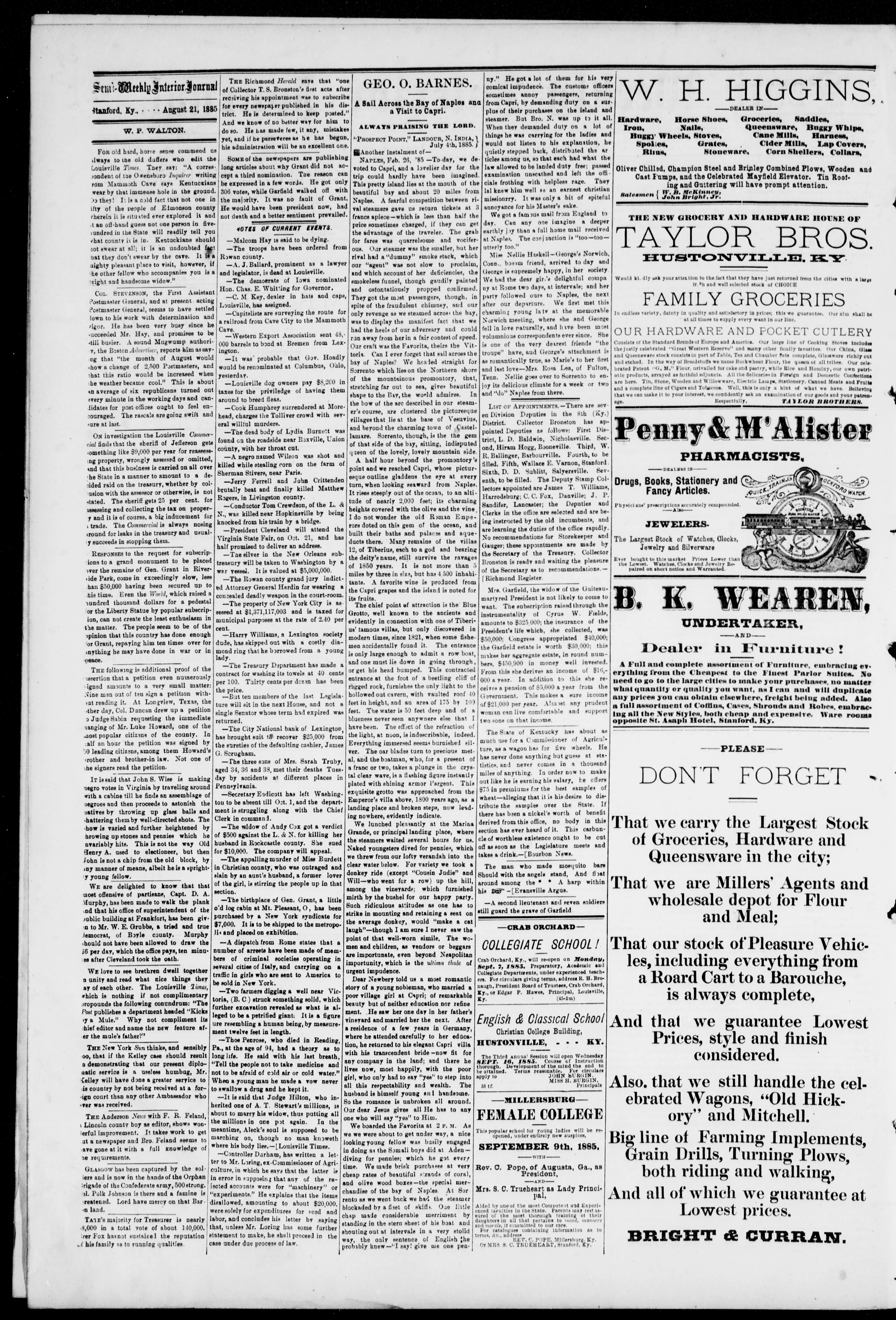 Image 2 of Semi-weekly interior journal (Stanford, Ky.), August 21, 1885